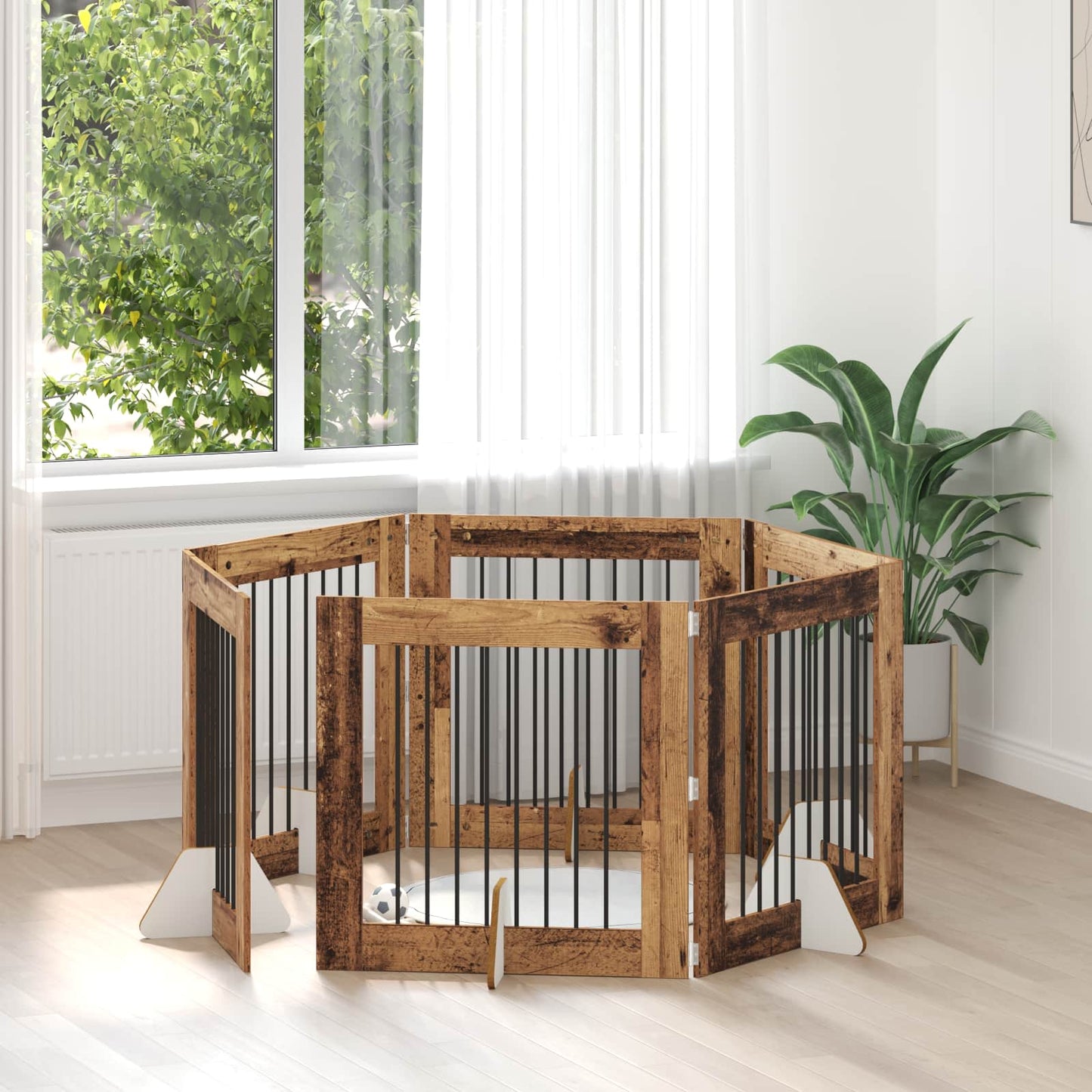Hondenhekje met standaards 6 pcs Oud hout 80 x 80 cm is nu te koop bij PeponiXL, paradijselijk wonen!