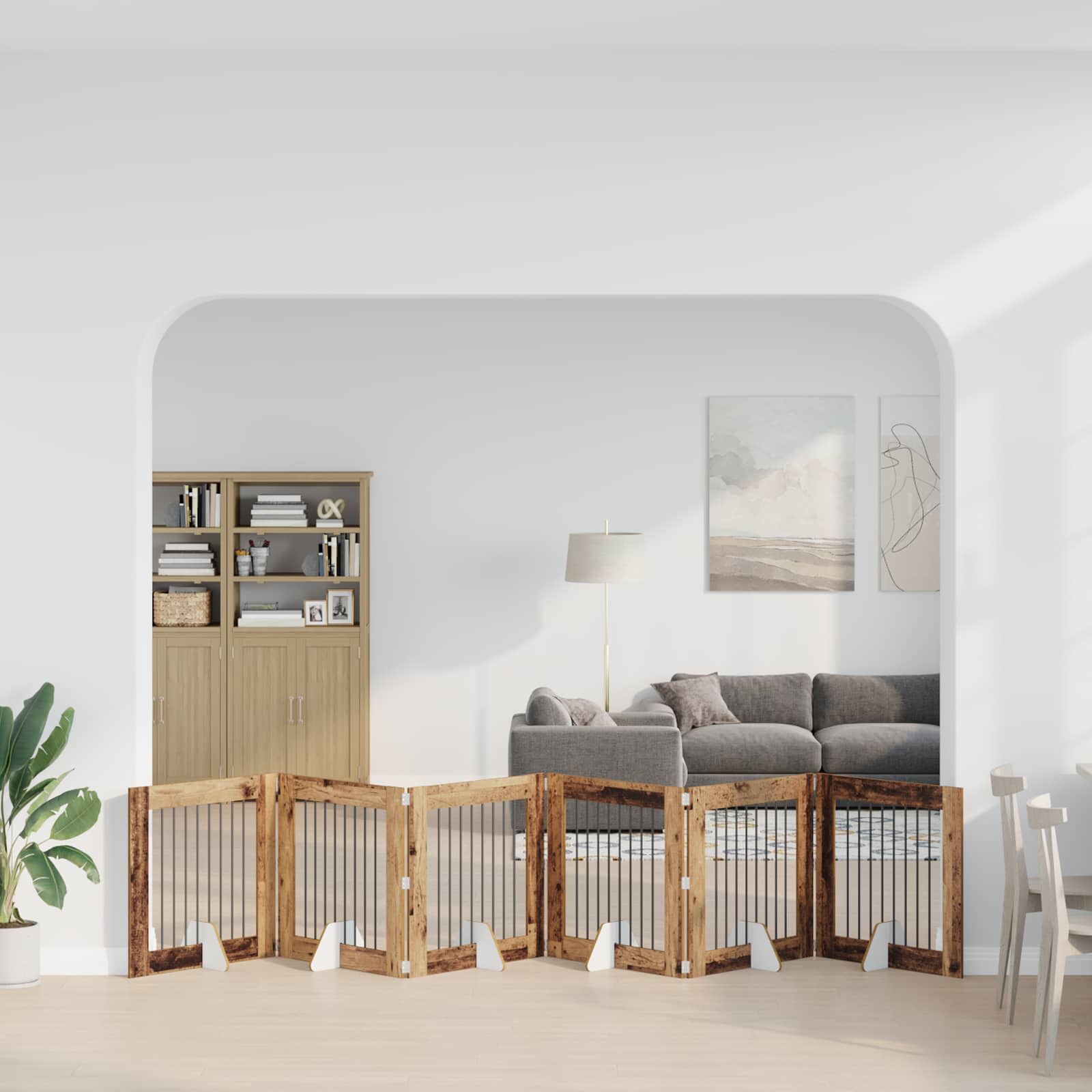 Hondenhekje met standaards 6 pcs Oud hout 80 x 80 cm is nu te koop bij PeponiXL, paradijselijk wonen!