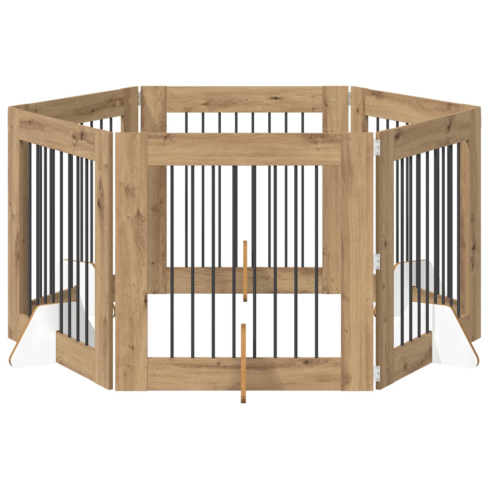 Opvouwbaar hondenhek met standaards 6 pcs Artisanaal eiken is nu te koop bij PeponiXL, paradijselijk wonen!