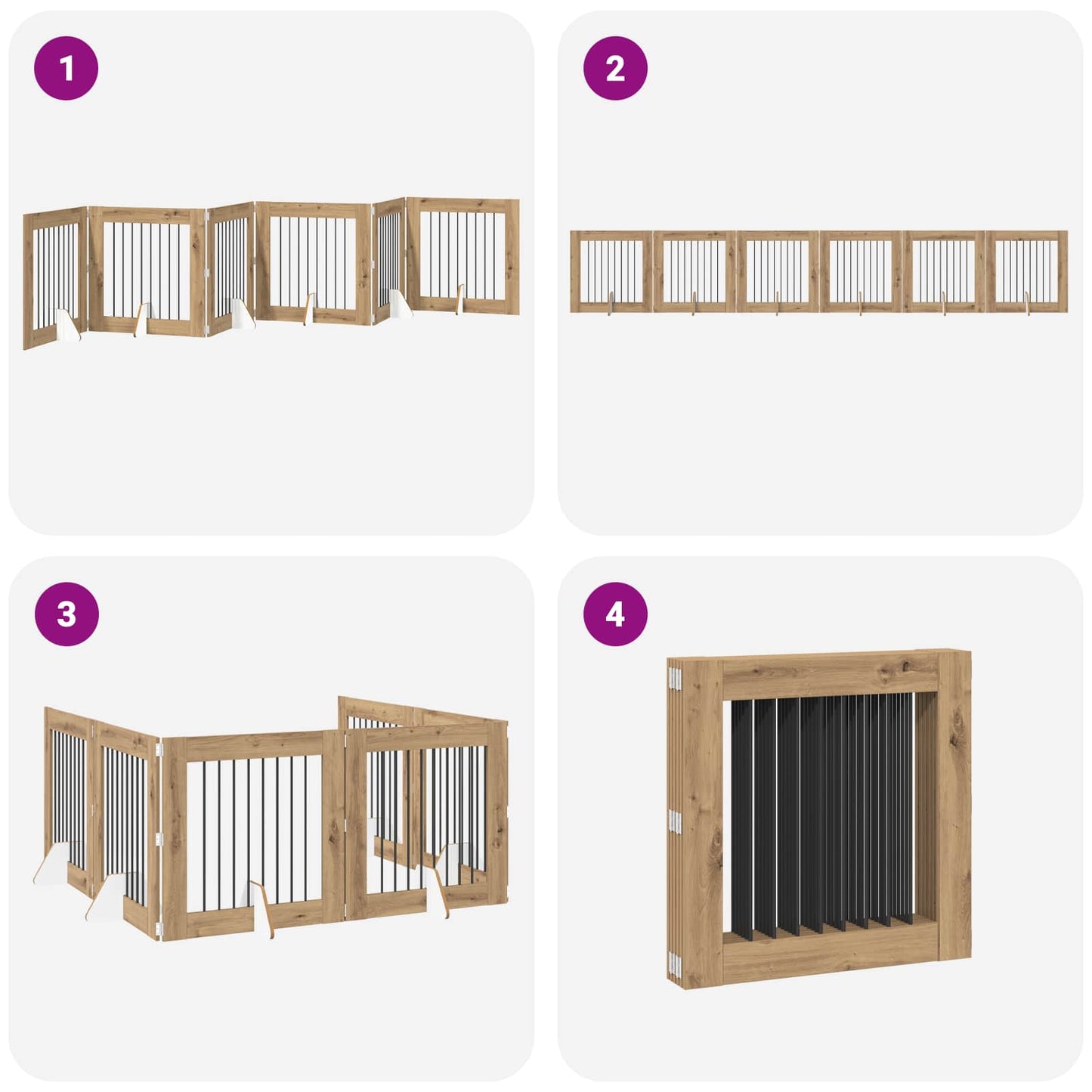 Opvouwbaar hondenhek met standaards 6 pcs Artisanaal eiken is nu te koop bij PeponiXL, paradijselijk wonen!