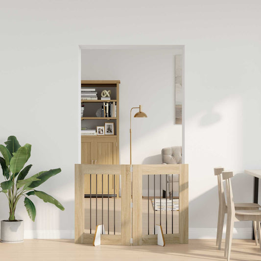 Opvouwbaar hondenhek met standaards 2 pcs Sonoma Eiken 120,5 cm is nu te koop bij PeponiXL, paradijselijk wonen!