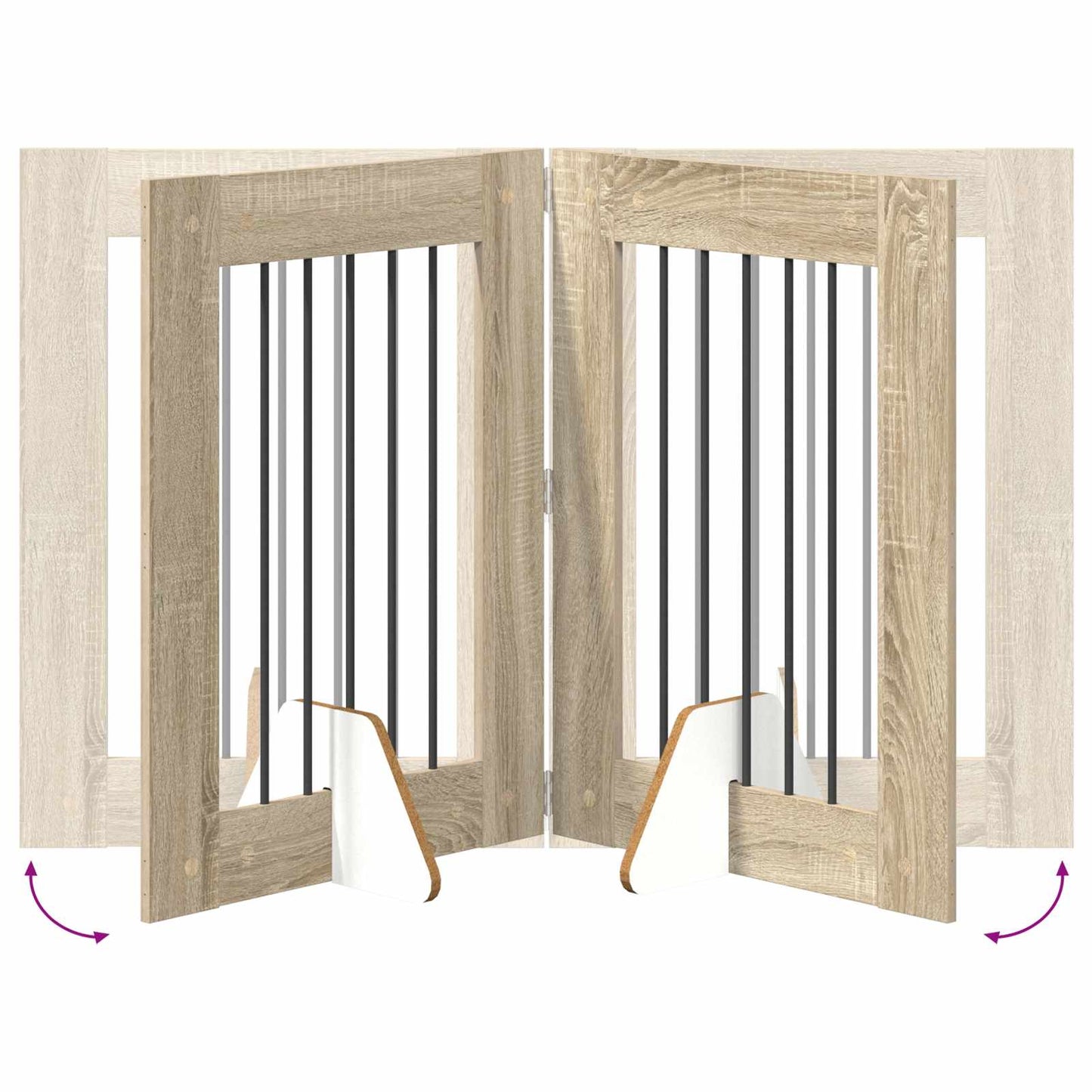 Opvouwbaar hondenhek met standaards 2 pcs Sonoma Eiken 120,5 cm is nu te koop bij PeponiXL, paradijselijk wonen!