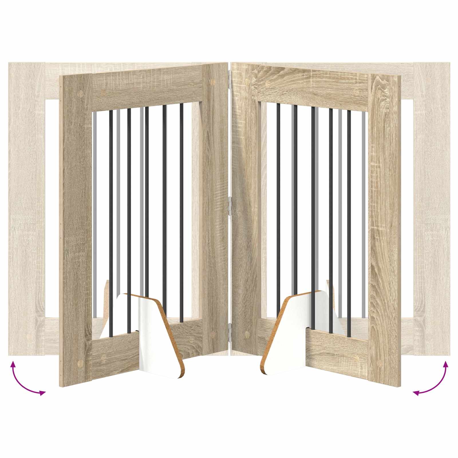 Opvouwbaar hondenhek met standaards 2 pcs Sonoma Eiken 120,5 cm is nu te koop bij PeponiXL, paradijselijk wonen!