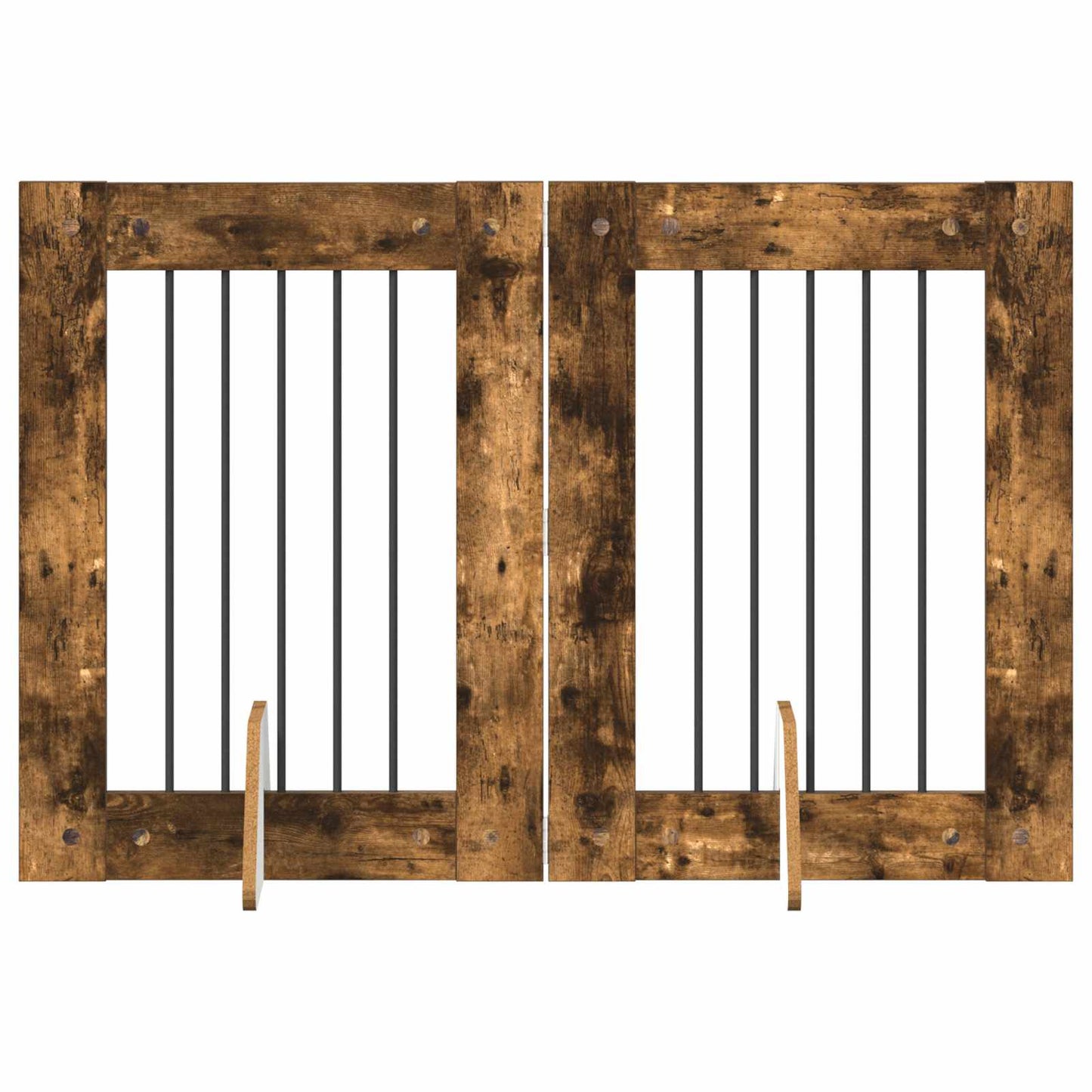 Hondenhekje met standaards 2 pcs Gerookt eiken 60 x 80 cm is nu te koop bij PeponiXL, paradijselijk wonen!