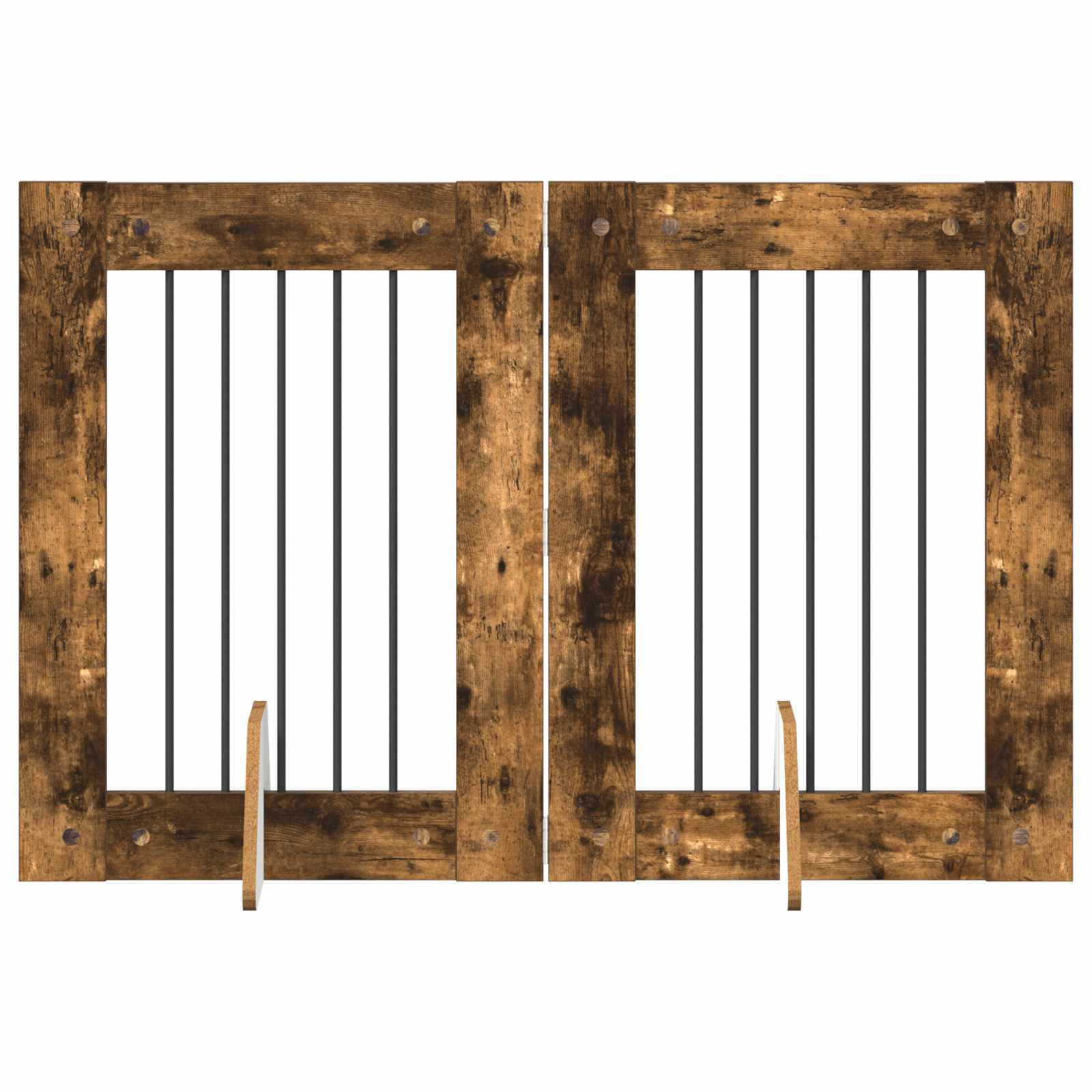 Hondenhekje met standaards 2 pcs Gerookt eiken 60 x 80 cm is nu te koop bij PeponiXL, paradijselijk wonen!