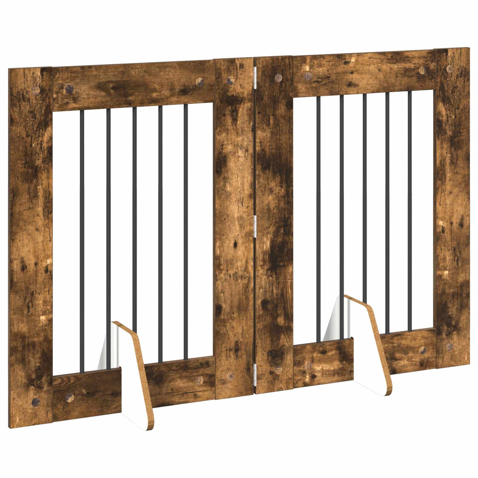 Hondenhekje met standaards 2 pcs Gerookt eiken 60 x 80 cm is nu te koop bij PeponiXL, paradijselijk wonen!