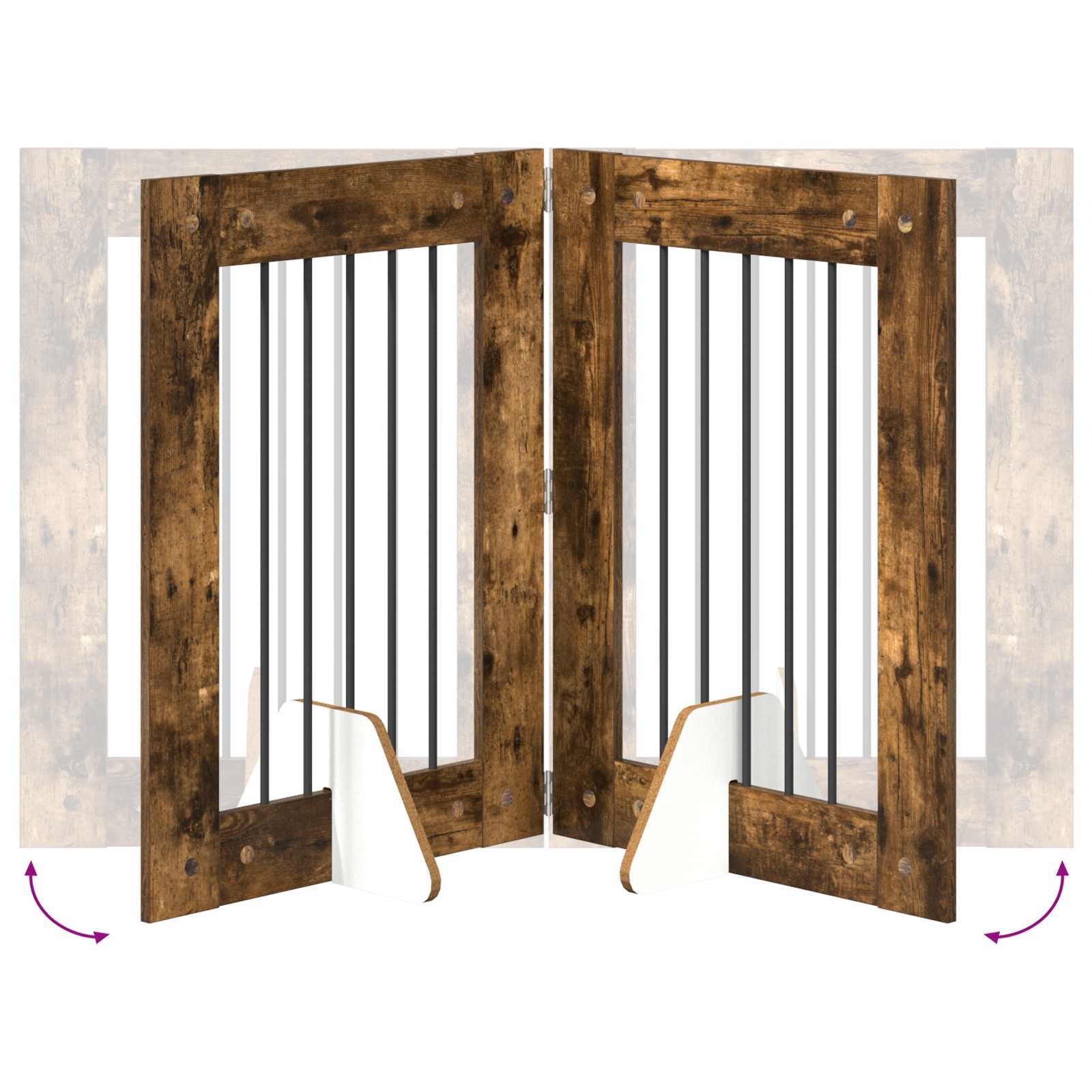 Hondenhekje met standaards 2 pcs Gerookt eiken 60 x 80 cm is nu te koop bij PeponiXL, paradijselijk wonen!