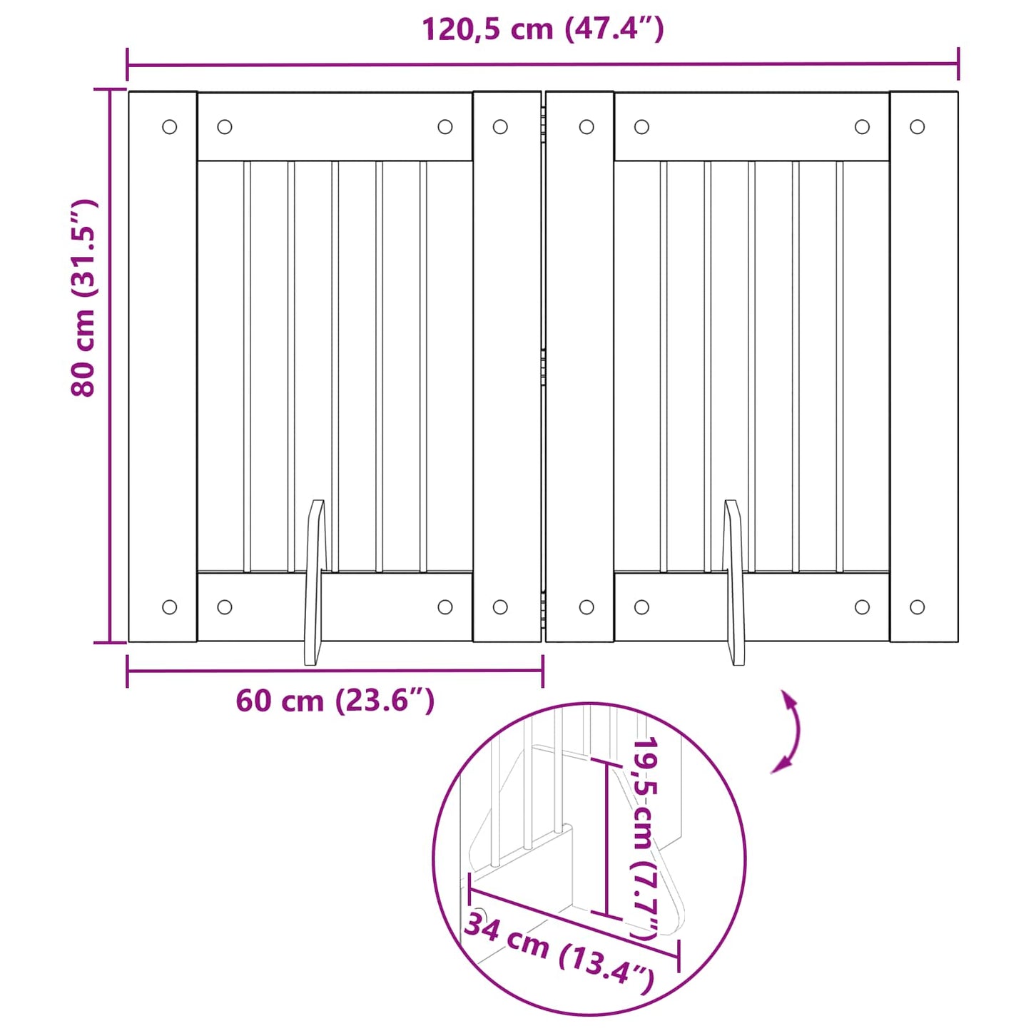Hondenhekje met standaards 2 pcs Grijs sonoma 60 x 80 cm is nu te koop bij PeponiXL, paradijselijk wonen!