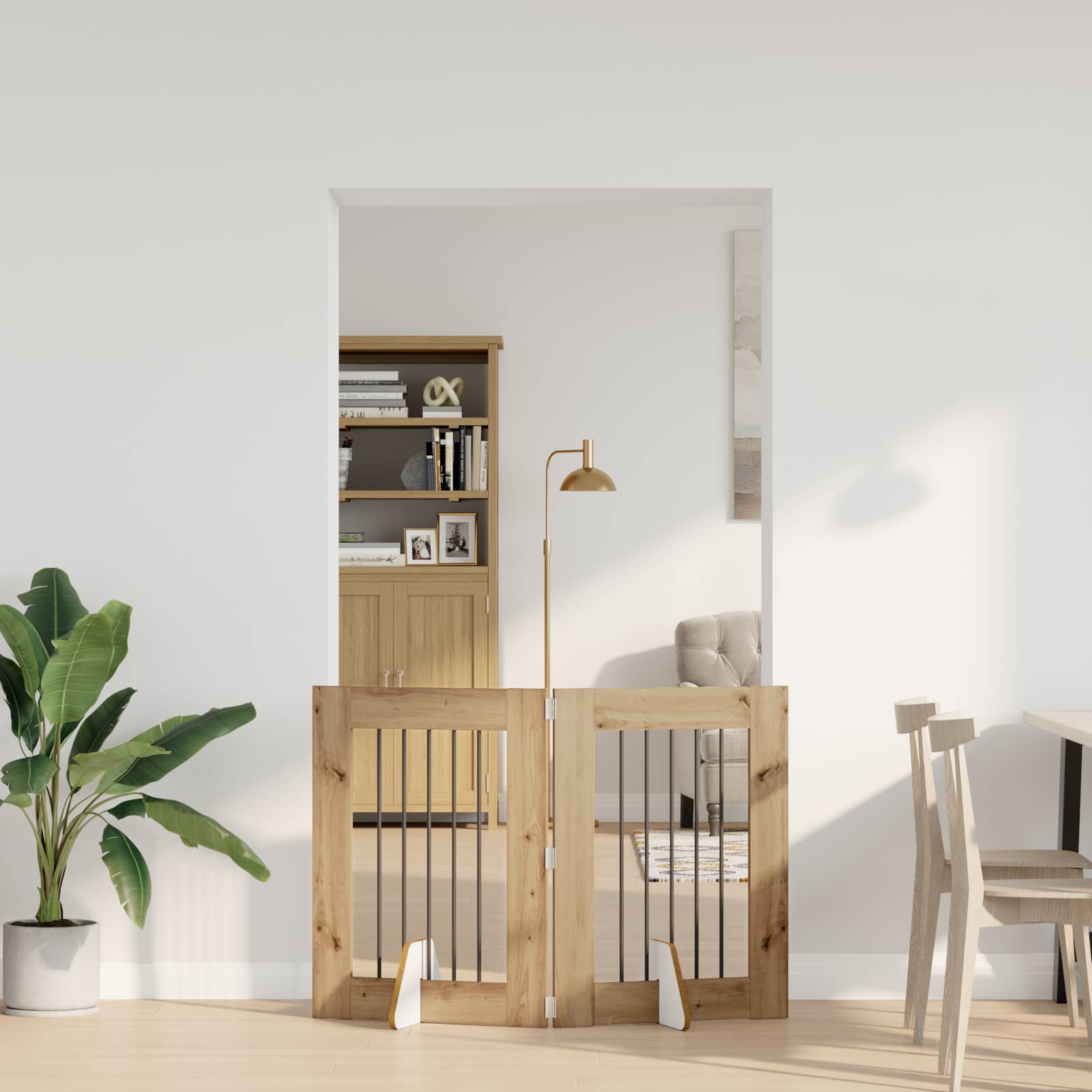 Opvouwbaar hondenhek met standaards 2 pcs Artisanaal eiken is nu te koop bij PeponiXL, paradijselijk wonen!