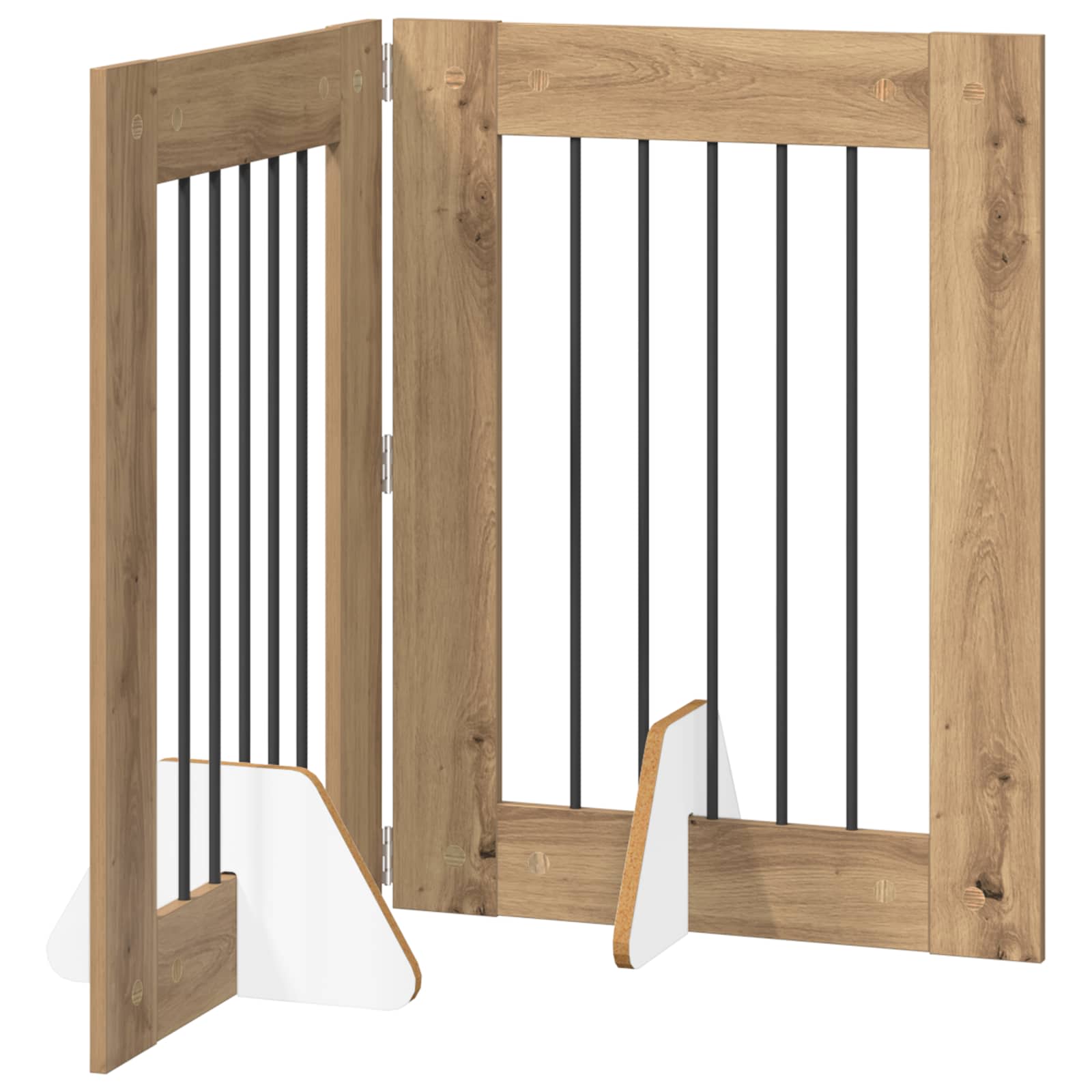 Opvouwbaar hondenhek met standaards 2 pcs Artisanaal eiken is nu te koop bij PeponiXL, paradijselijk wonen!