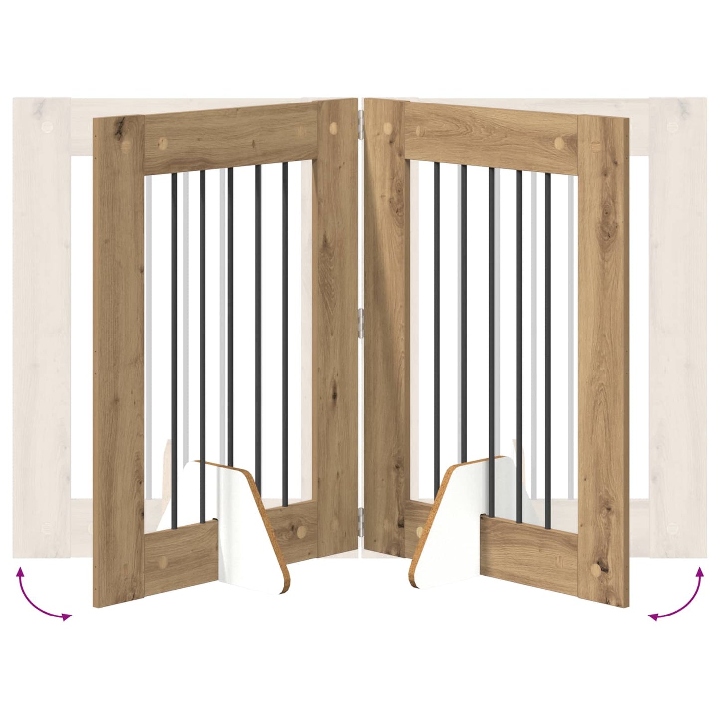 Opvouwbaar hondenhek met standaards 2 pcs Artisanaal eiken is nu te koop bij PeponiXL, paradijselijk wonen!