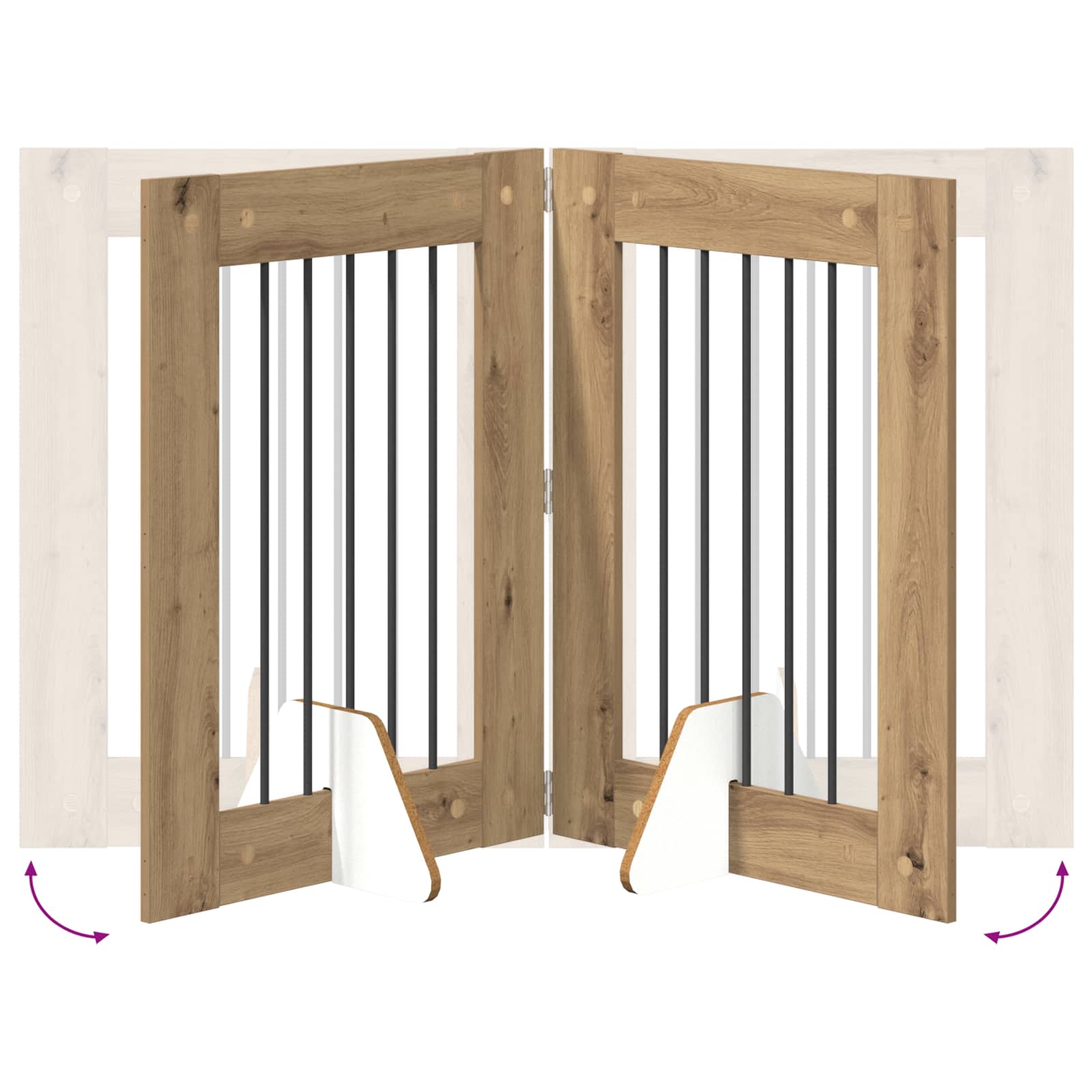 Opvouwbaar hondenhek met standaards 2 pcs Artisanaal eiken is nu te koop bij PeponiXL, paradijselijk wonen!