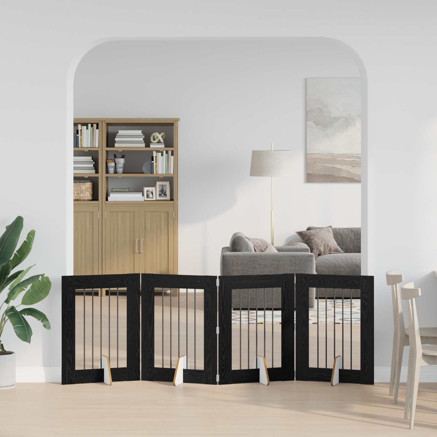 Hondenhekje met standaards 4 pcs Zwart eiken 60 x 80 cm is nu te koop bij PeponiXL, paradijselijk wonen!
