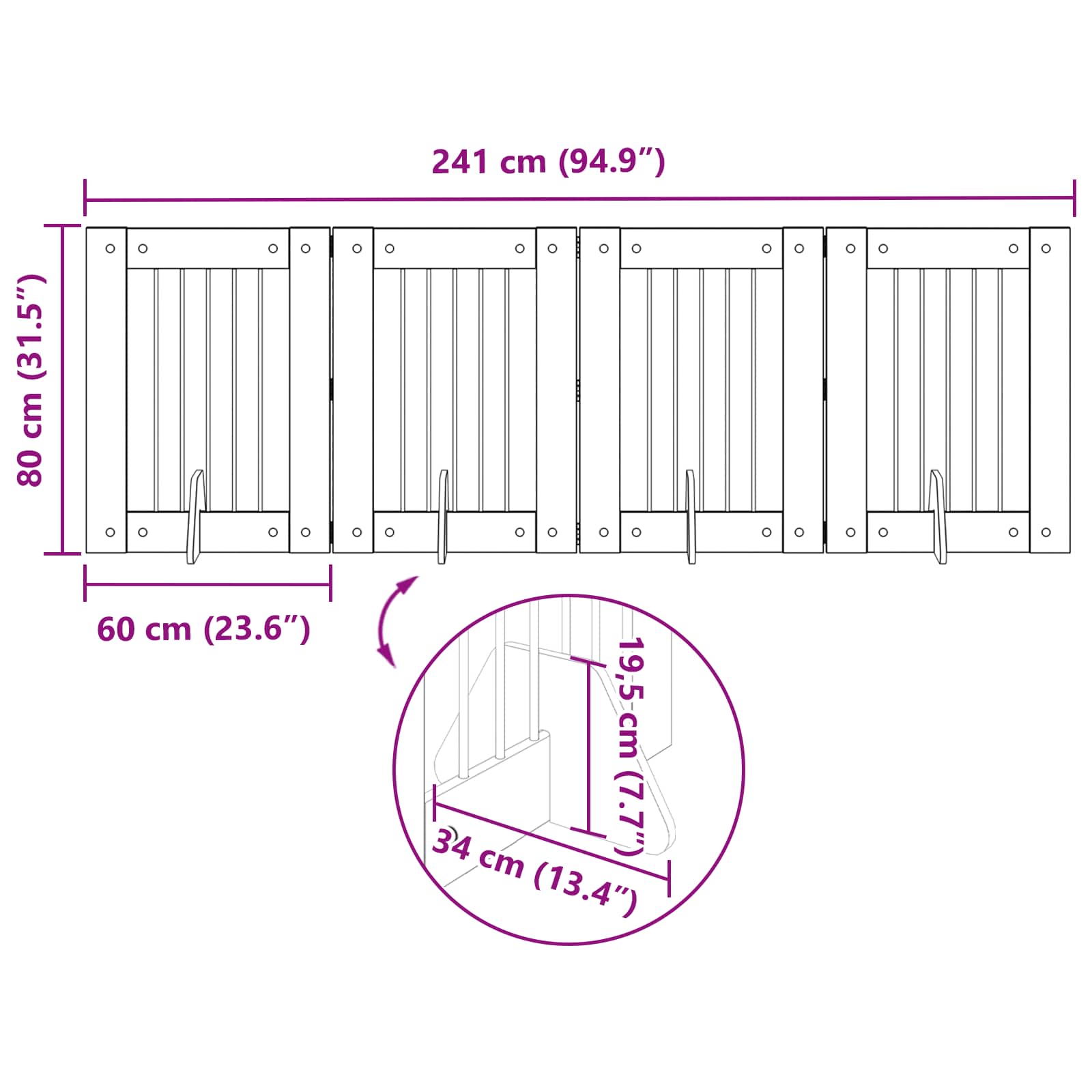 Hondenhekje met standaards 4 pcs Zwart eiken 60 x 80 cm is nu te koop bij PeponiXL, paradijselijk wonen!