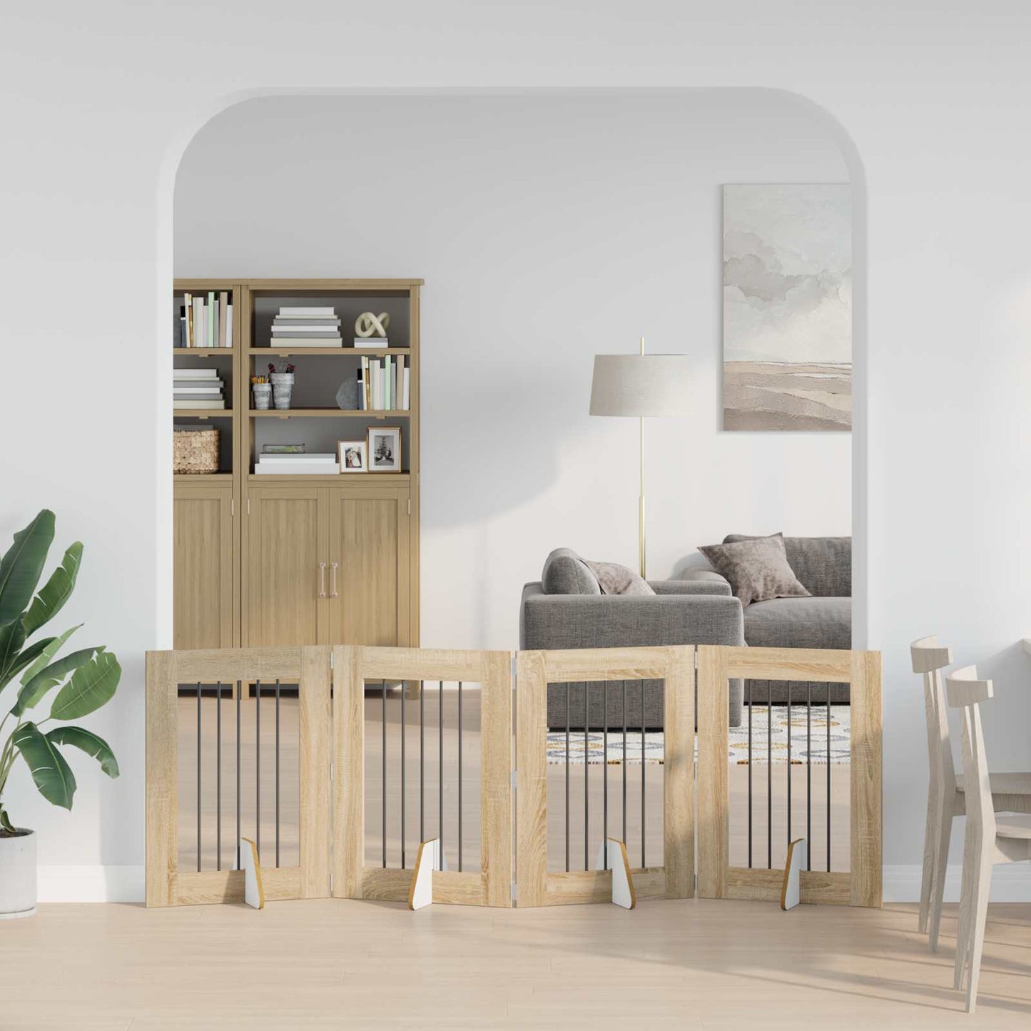 Opvouwbaar hondenhek met standaards 4 pcs Sonoma Eiken 241 cm is nu te koop bij PeponiXL, paradijselijk wonen!