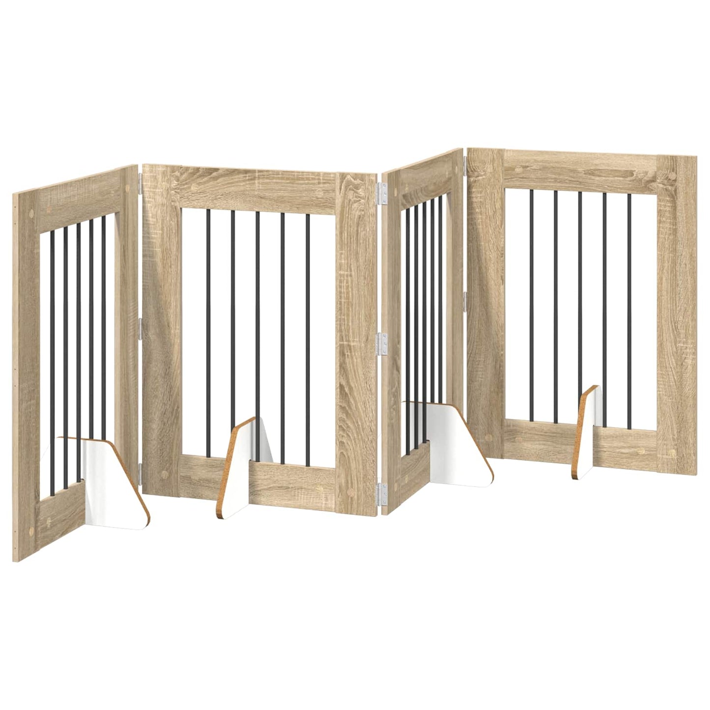 Opvouwbaar hondenhek met standaards 4 pcs Sonoma Eiken 241 cm is nu te koop bij PeponiXL, paradijselijk wonen!