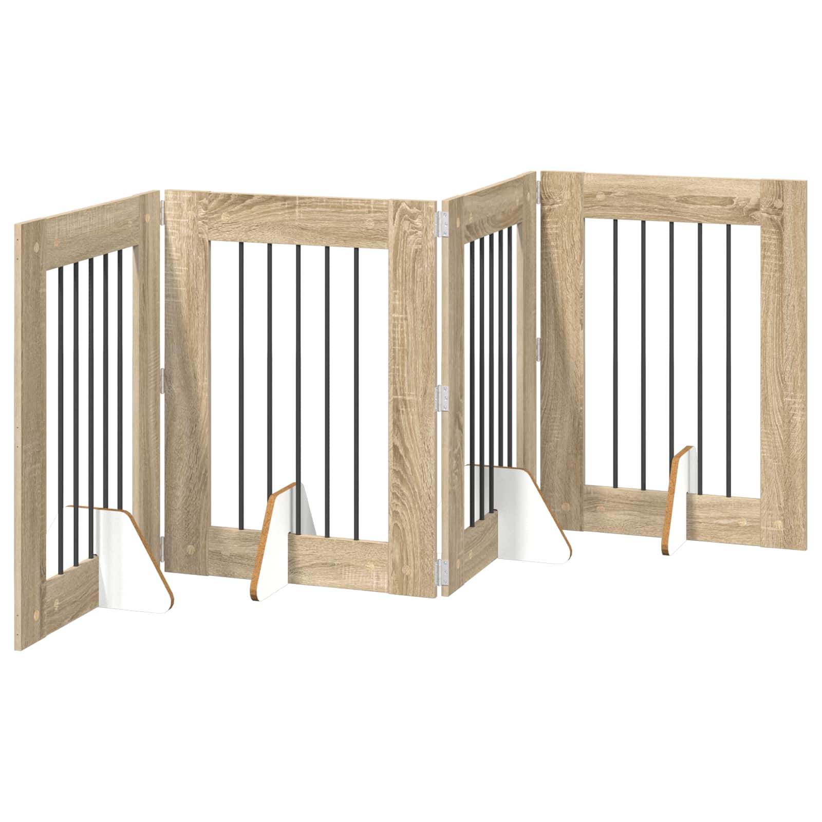 Opvouwbaar hondenhek met standaards 4 pcs Sonoma Eiken 241 cm is nu te koop bij PeponiXL, paradijselijk wonen!