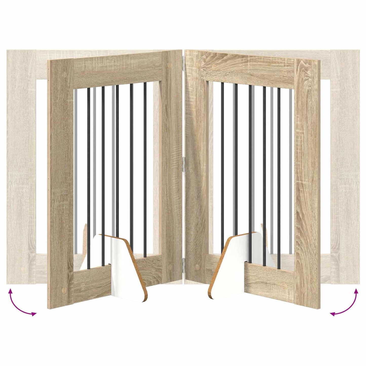 Opvouwbaar hondenhek met standaards 4 pcs Sonoma Eiken 241 cm is nu te koop bij PeponiXL, paradijselijk wonen!