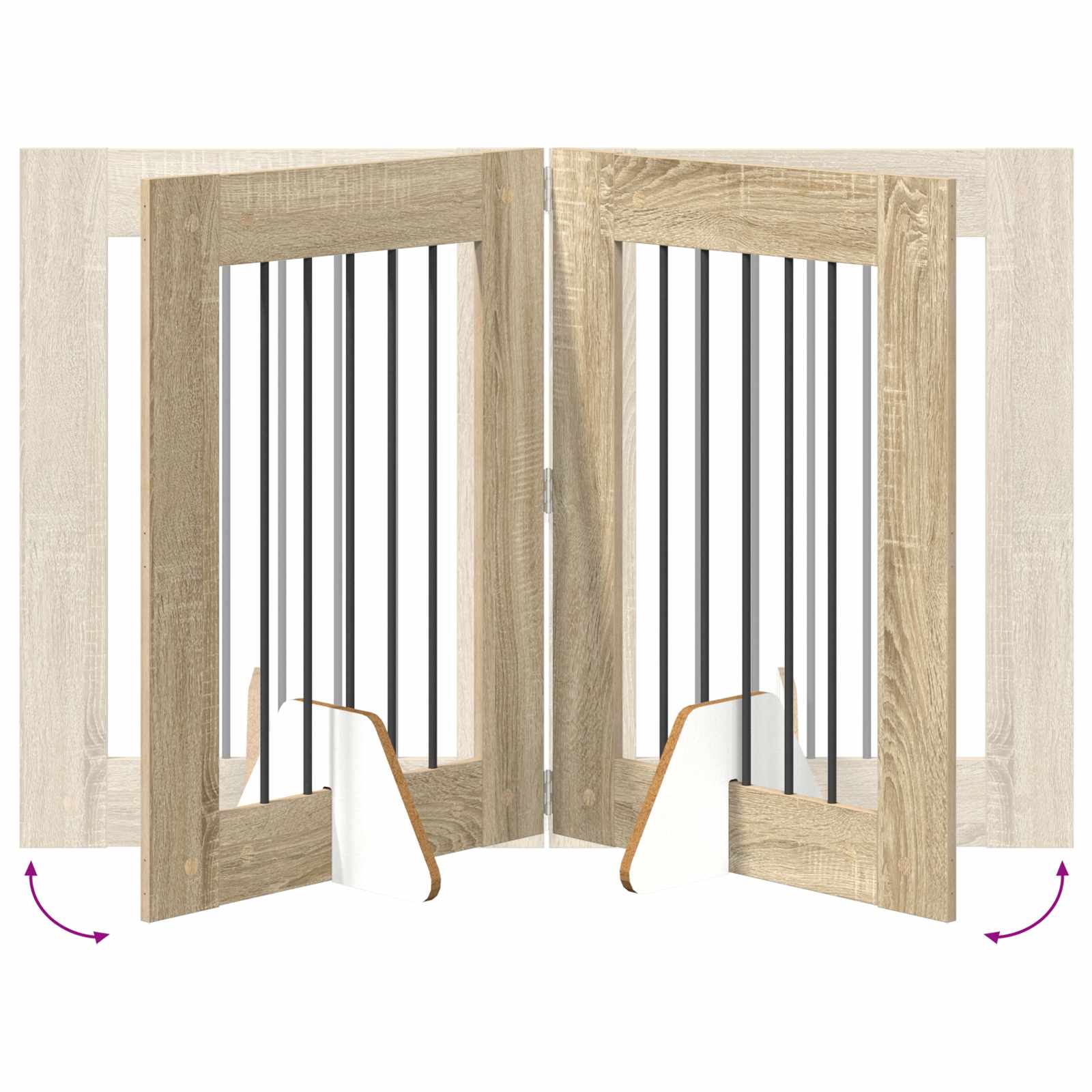 Opvouwbaar hondenhek met standaards 4 pcs Sonoma Eiken 241 cm is nu te koop bij PeponiXL, paradijselijk wonen!