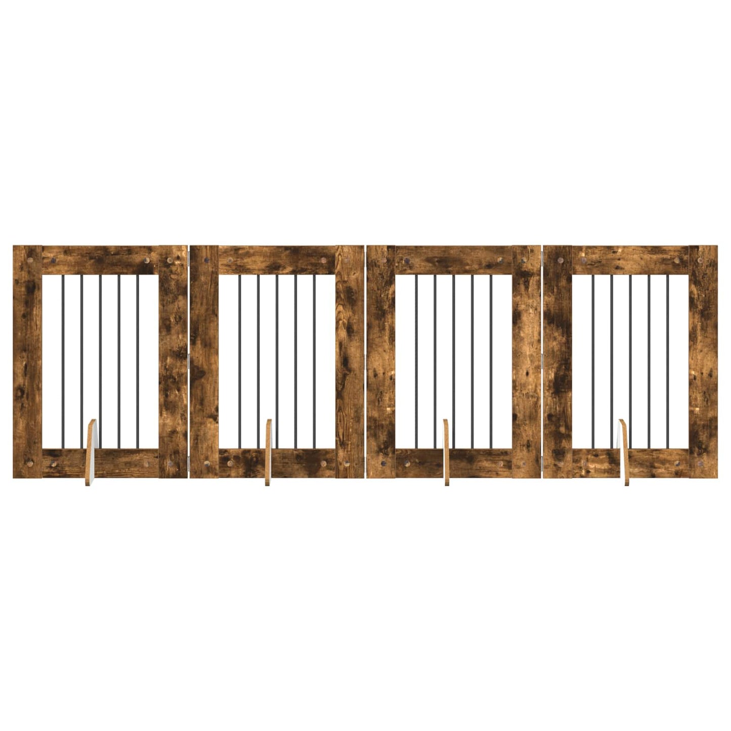 Hondenhekje met standaards 4 pcs Gerookt eiken 60 x 80 cm is nu te koop bij PeponiXL, paradijselijk wonen!