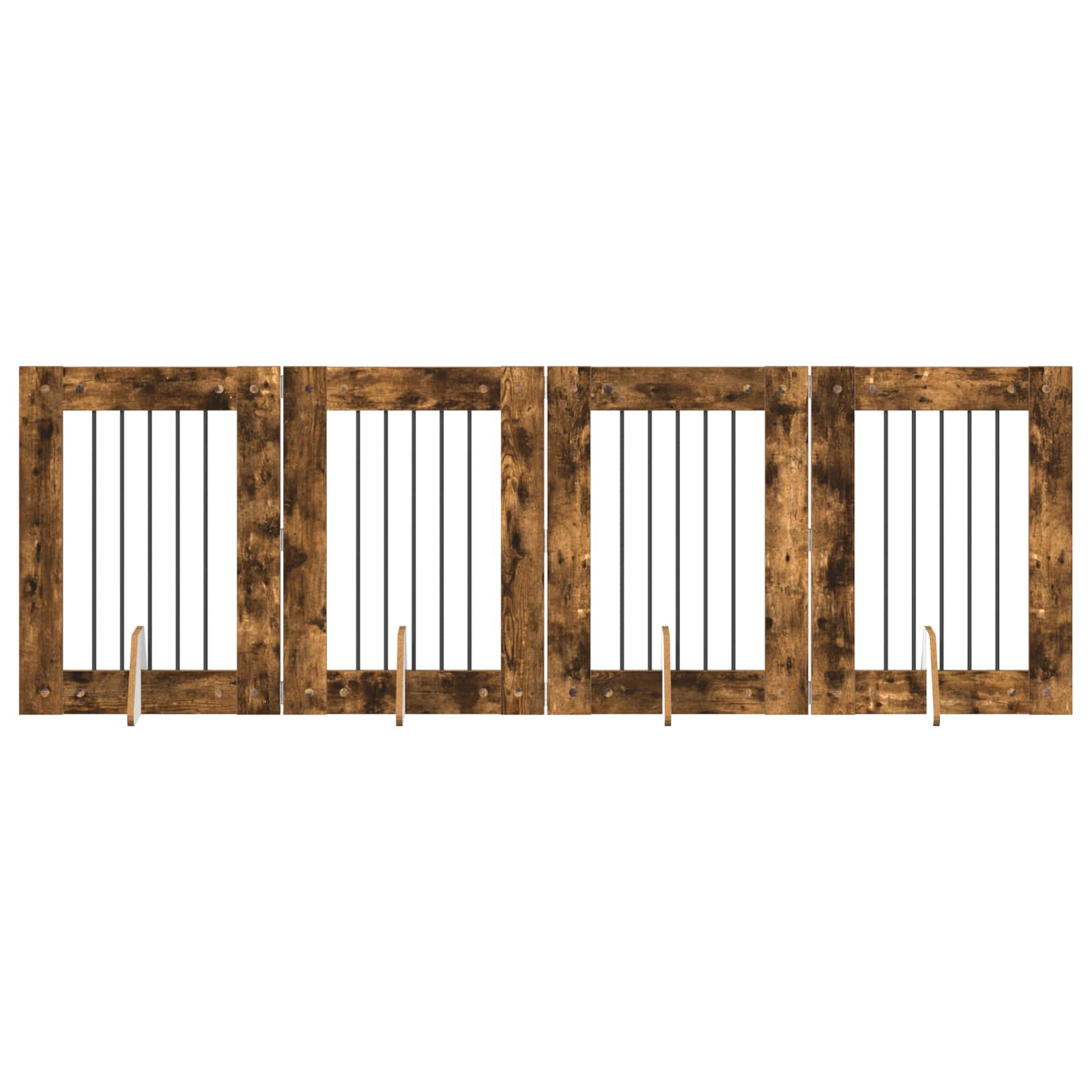 Hondenhekje met standaards 4 pcs Gerookt eiken 60 x 80 cm is nu te koop bij PeponiXL, paradijselijk wonen!