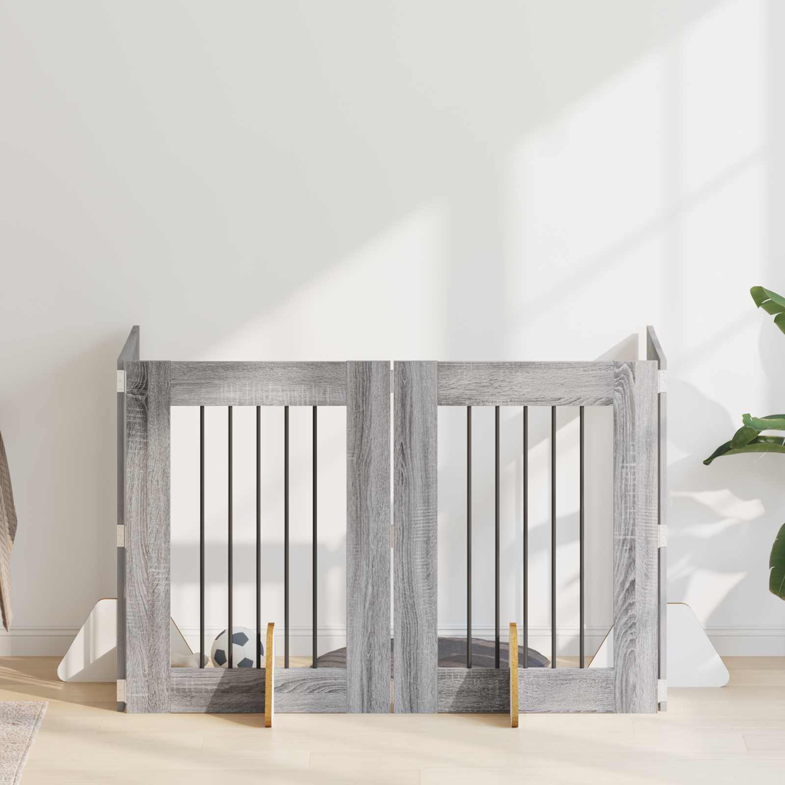 Hondenhekje met standaards 4 pcs Grijs sonoma 60 x 80 cm is nu te koop bij PeponiXL, paradijselijk wonen!