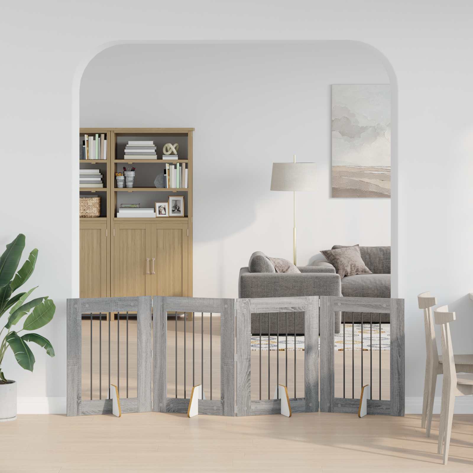 Hondenhekje met standaards 4 pcs Grijs sonoma 60 x 80 cm is nu te koop bij PeponiXL, paradijselijk wonen!