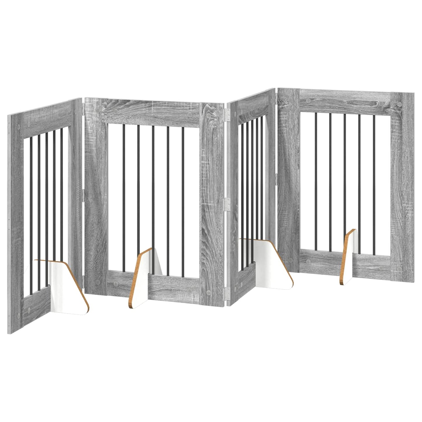 Hondenhekje met standaards 4 pcs Grijs sonoma 60 x 80 cm is nu te koop bij PeponiXL, paradijselijk wonen!