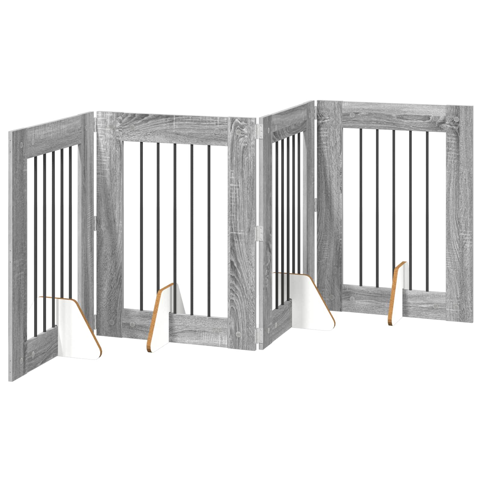 Hondenhekje met standaards 4 pcs Grijs sonoma 60 x 80 cm is nu te koop bij PeponiXL, paradijselijk wonen!