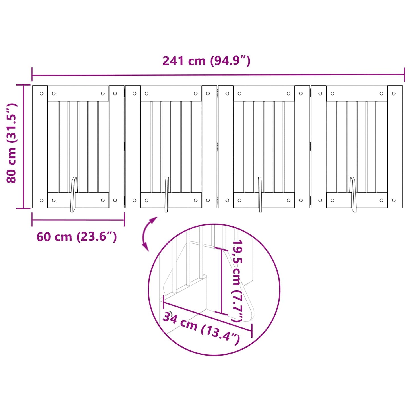 Hondenhekje met standaards 4 pcs Grijs sonoma 60 x 80 cm is nu te koop bij PeponiXL, paradijselijk wonen!