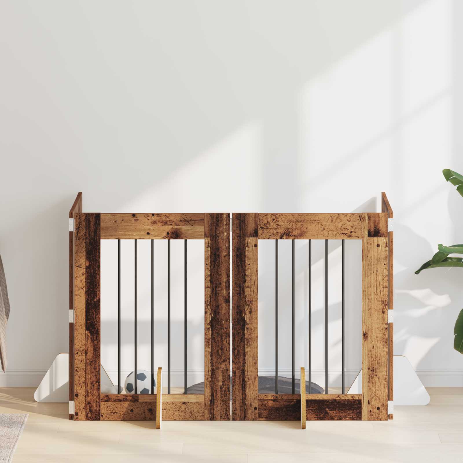 Hondenhekje met standaards 4 pcs Oud hout 60 x 80 cm is nu te koop bij PeponiXL, paradijselijk wonen!
