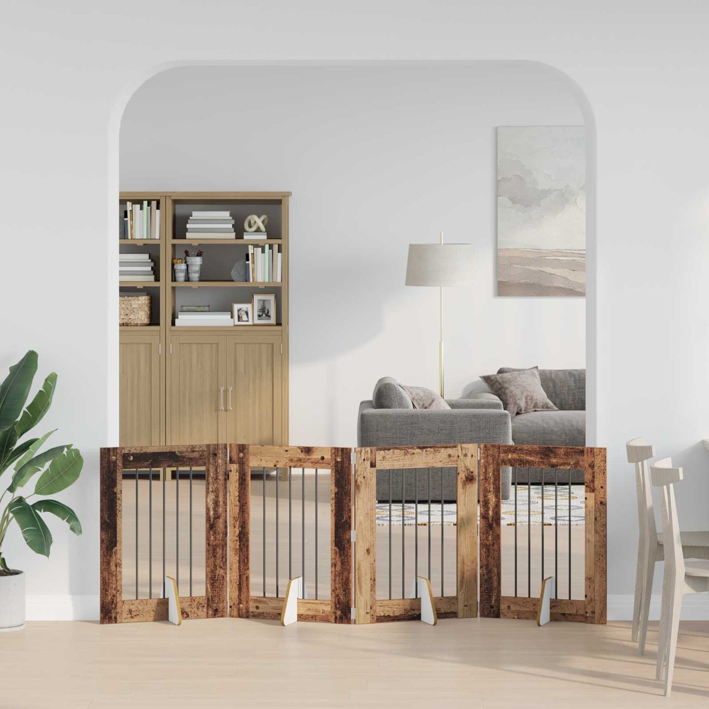 Hondenhekje met standaards 4 pcs Oud hout 60 x 80 cm is nu te koop bij PeponiXL, paradijselijk wonen!