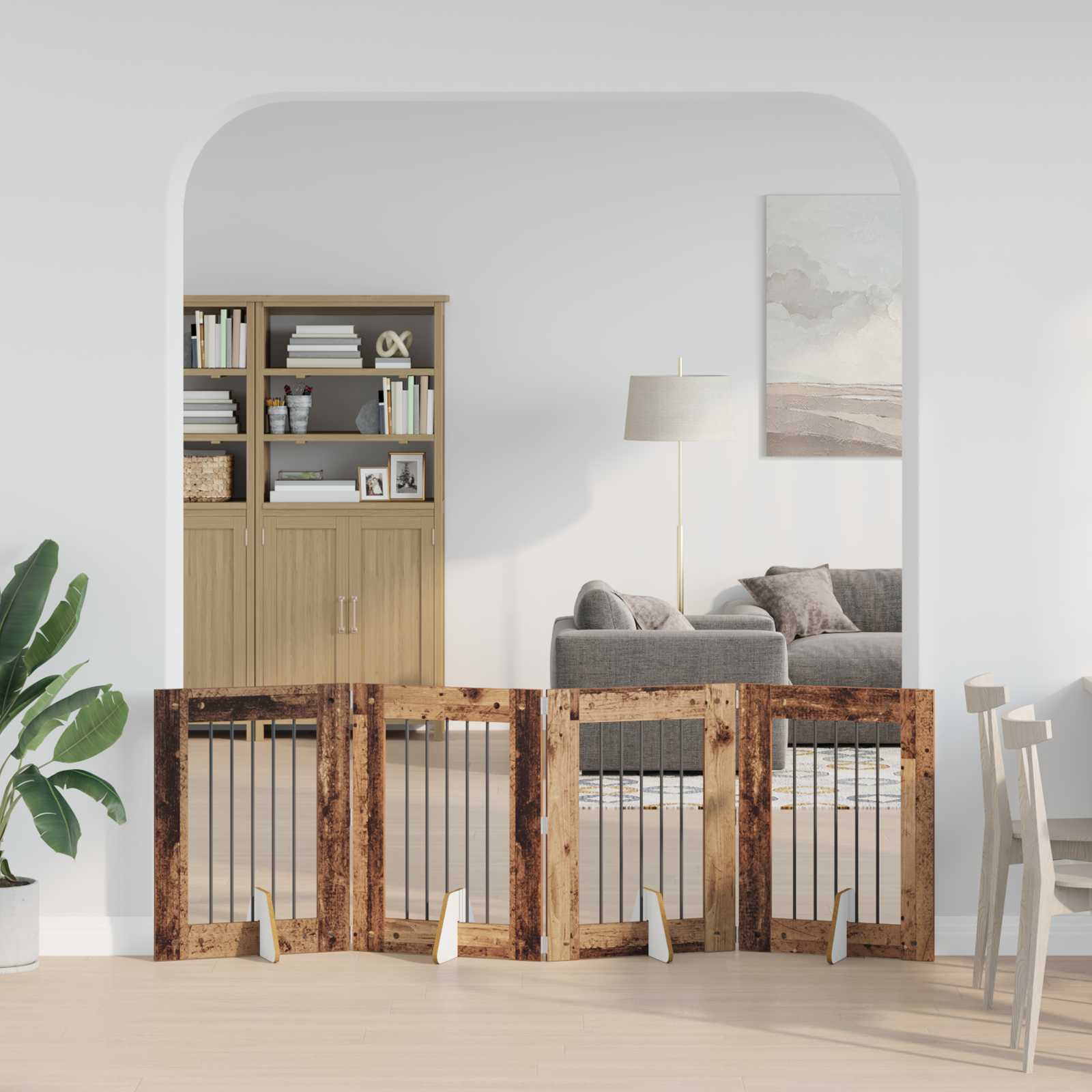 Hondenhekje met standaards 4 pcs Oud hout 60 x 80 cm is nu te koop bij PeponiXL, paradijselijk wonen!