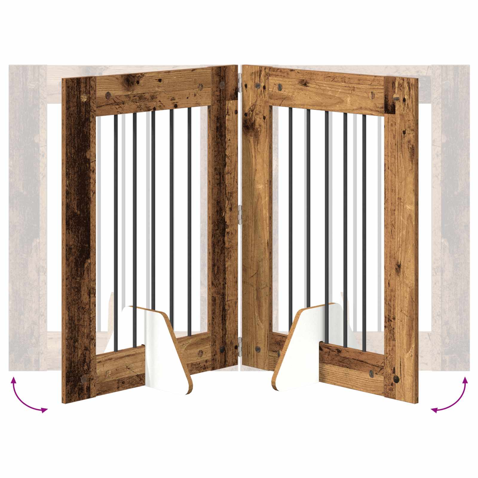 Hondenhekje met standaards 4 pcs Oud hout 60 x 80 cm is nu te koop bij PeponiXL, paradijselijk wonen!