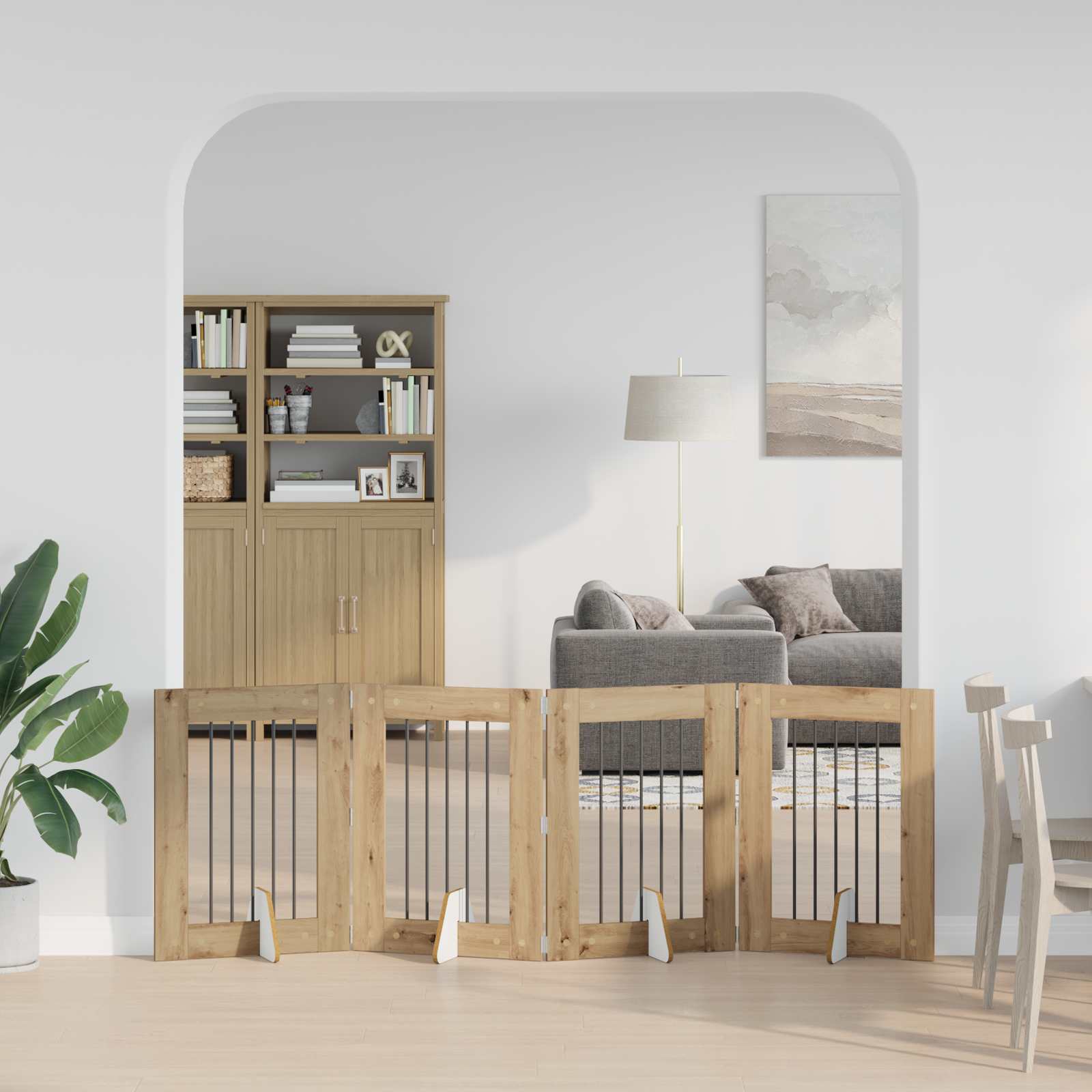 Opvouwbaar hondenhek met standaards 4 pcs Artisanaal eiken is nu te koop bij PeponiXL, paradijselijk wonen!