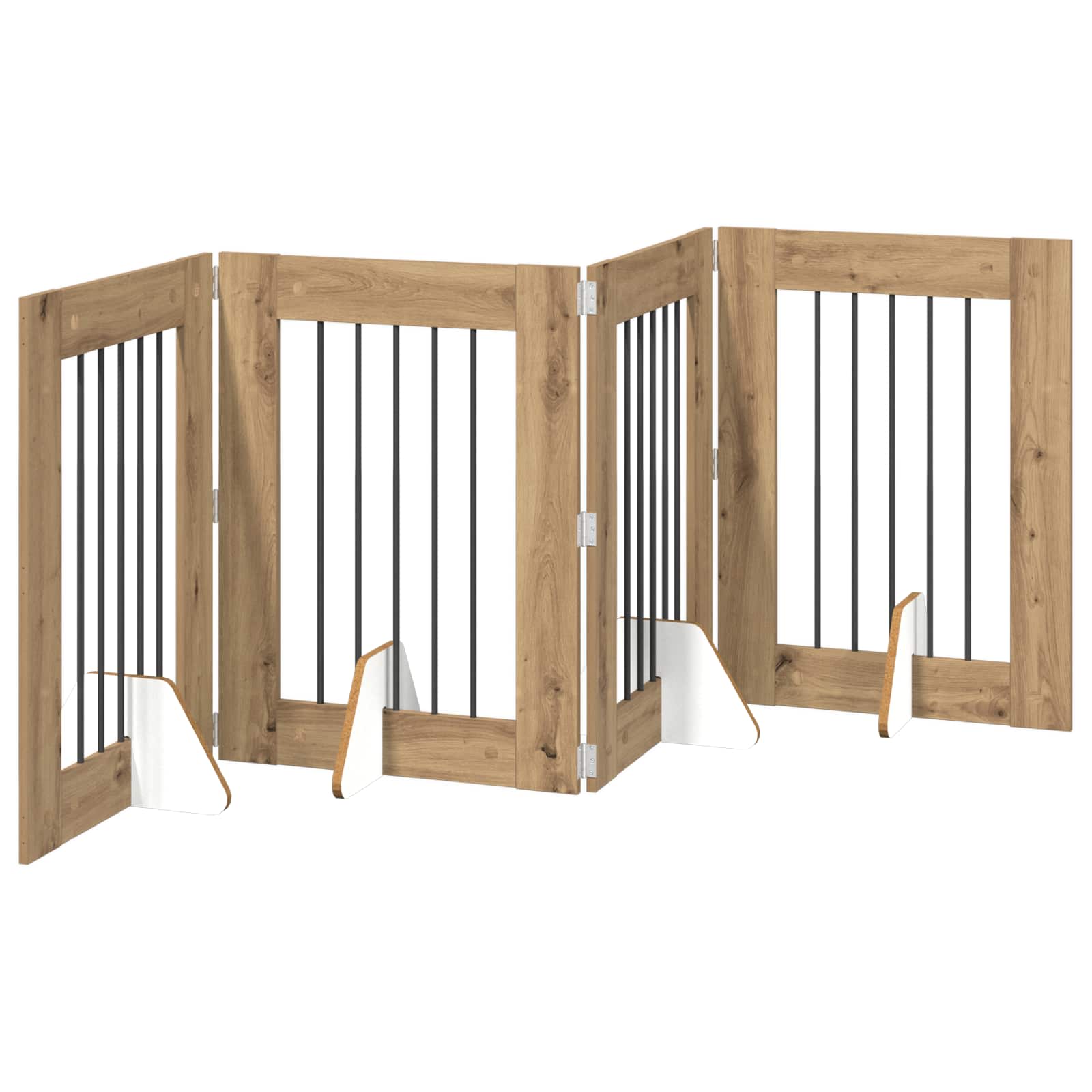 Opvouwbaar hondenhek met standaards 4 pcs Artisanaal eiken is nu te koop bij PeponiXL, paradijselijk wonen!
