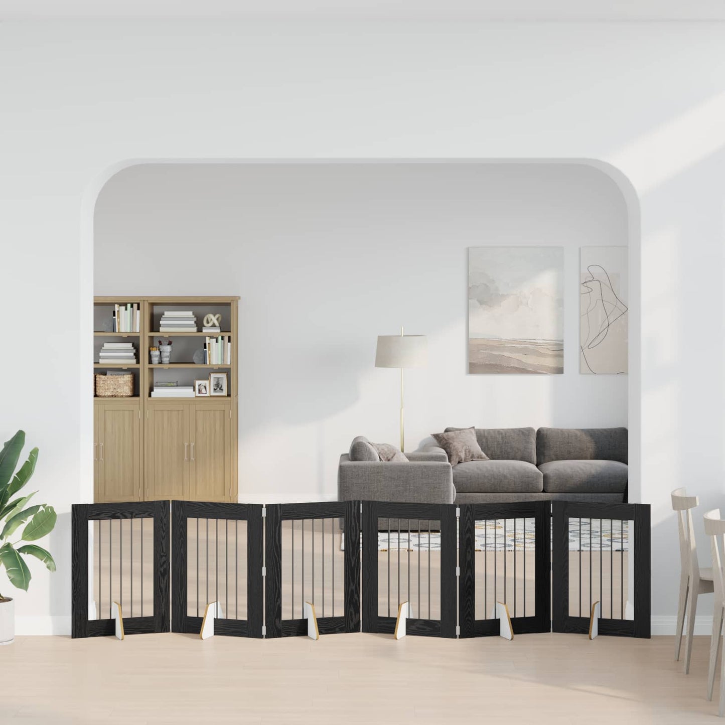 Hondenhekje met standaards 6 pcs Zwart eiken 60 x 80 cm is nu te koop bij PeponiXL, paradijselijk wonen!