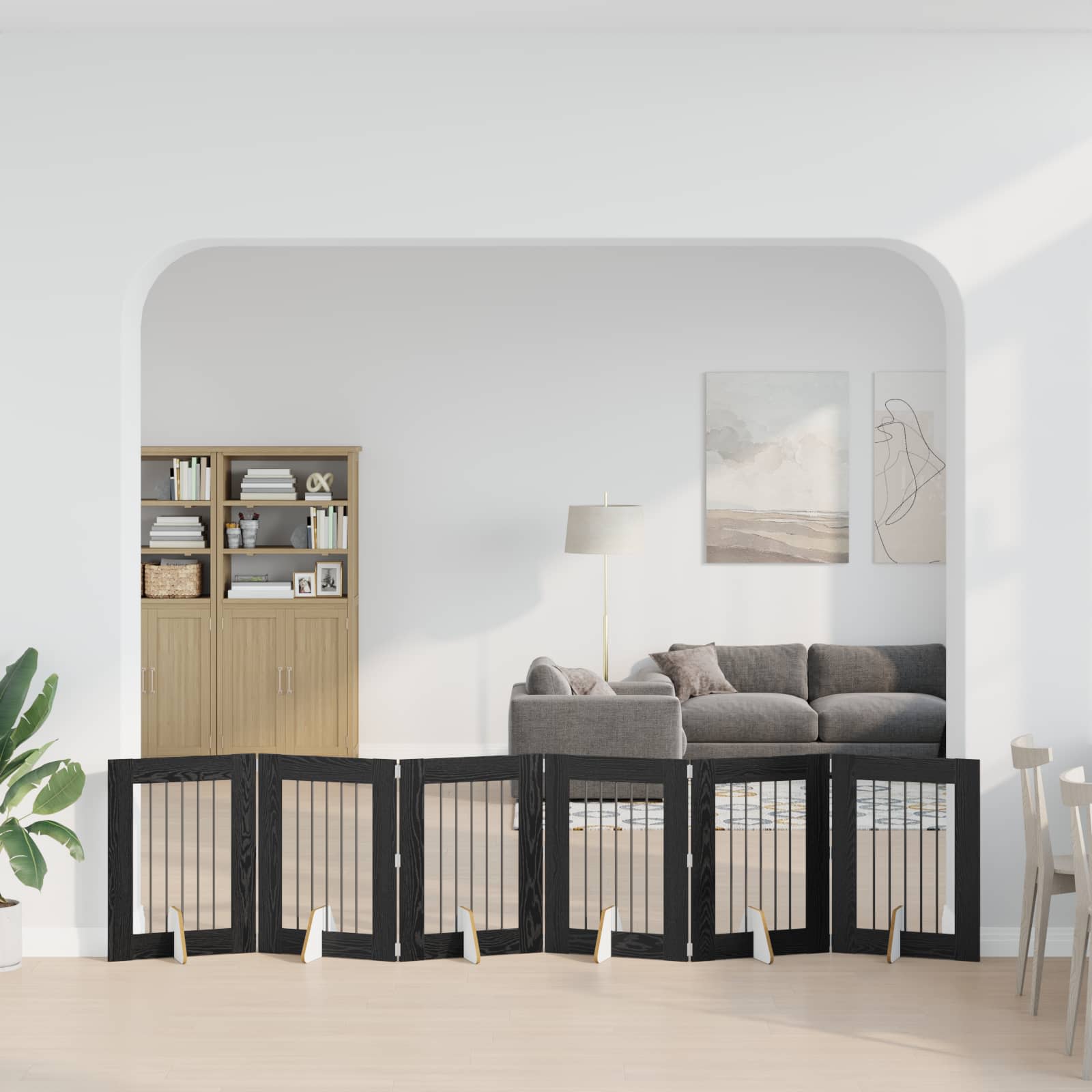 Hondenhekje met standaards 6 pcs Zwart eiken 60 x 80 cm is nu te koop bij PeponiXL, paradijselijk wonen!
