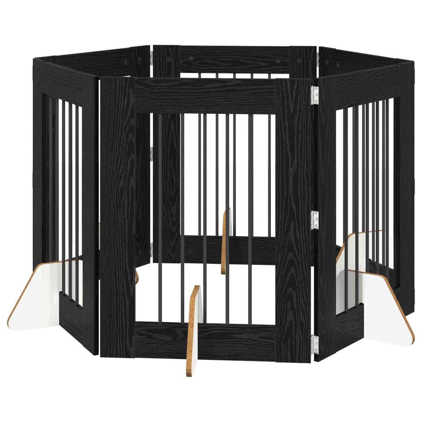 Hondenhekje met standaards 6 pcs Zwart eiken 60 x 80 cm is nu te koop bij PeponiXL, paradijselijk wonen!