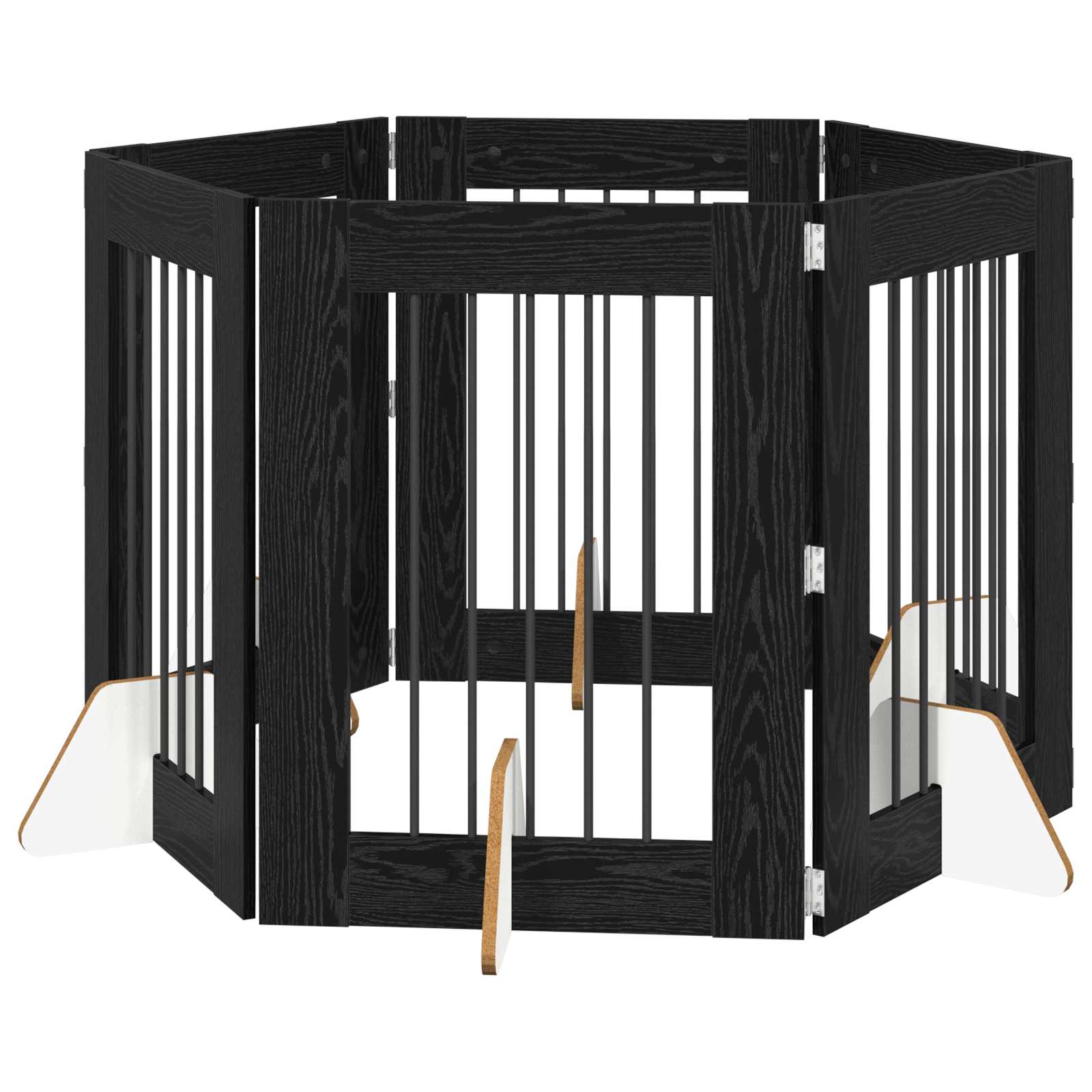 Hondenhekje met standaards 6 pcs Zwart eiken 60 x 80 cm is nu te koop bij PeponiXL, paradijselijk wonen!