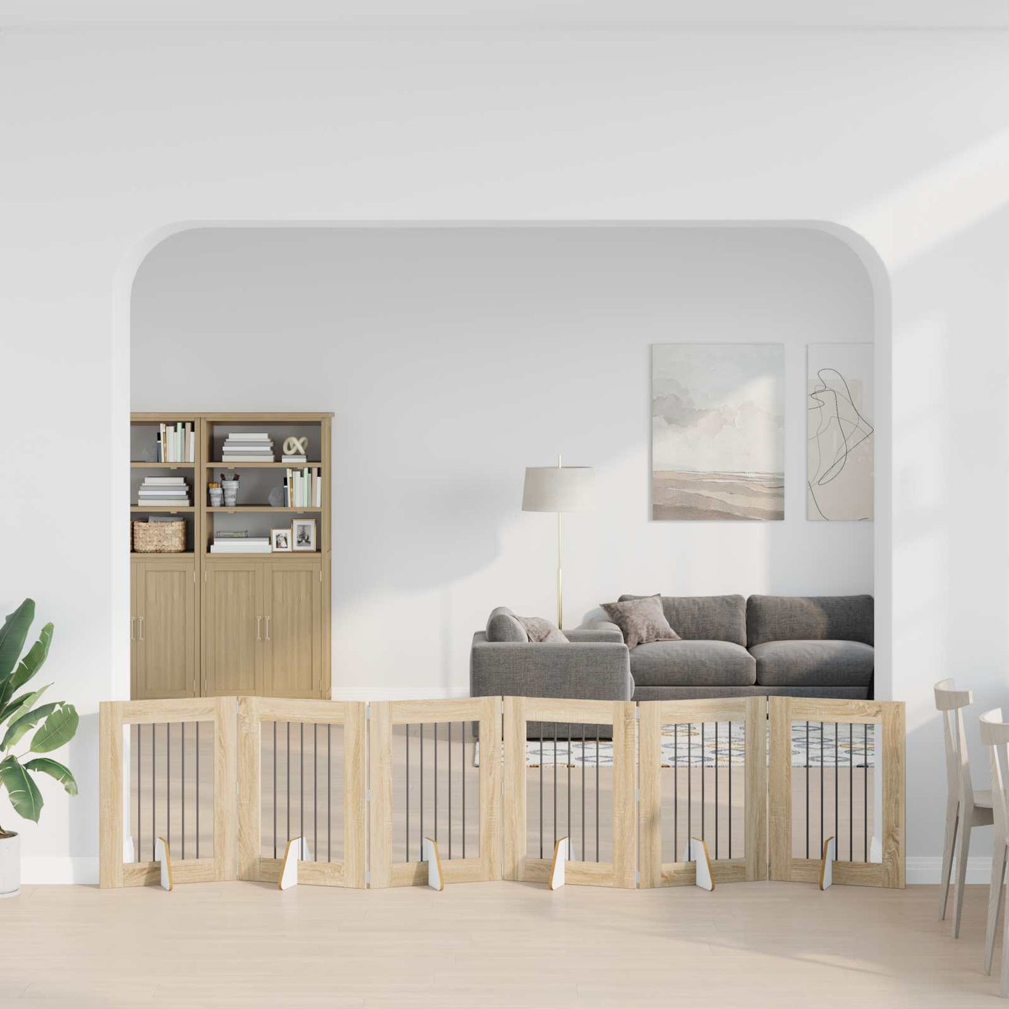 Opvouwbaar hondenhek met standaards 6 pcs Sonoma Eiken 362 cm is nu te koop bij PeponiXL, paradijselijk wonen!