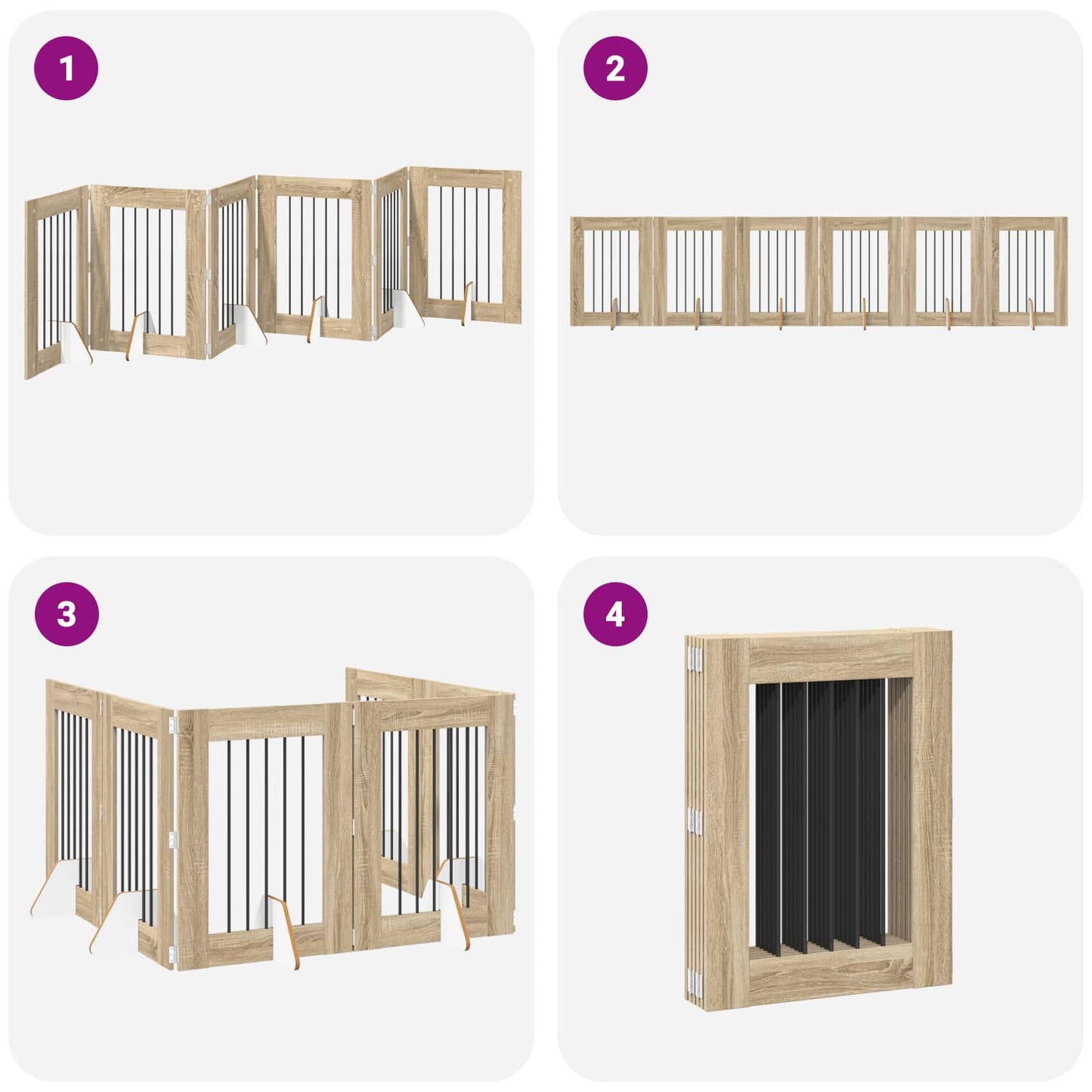 Opvouwbaar hondenhek met standaards 6 pcs Sonoma Eiken 362 cm is nu te koop bij PeponiXL, paradijselijk wonen!