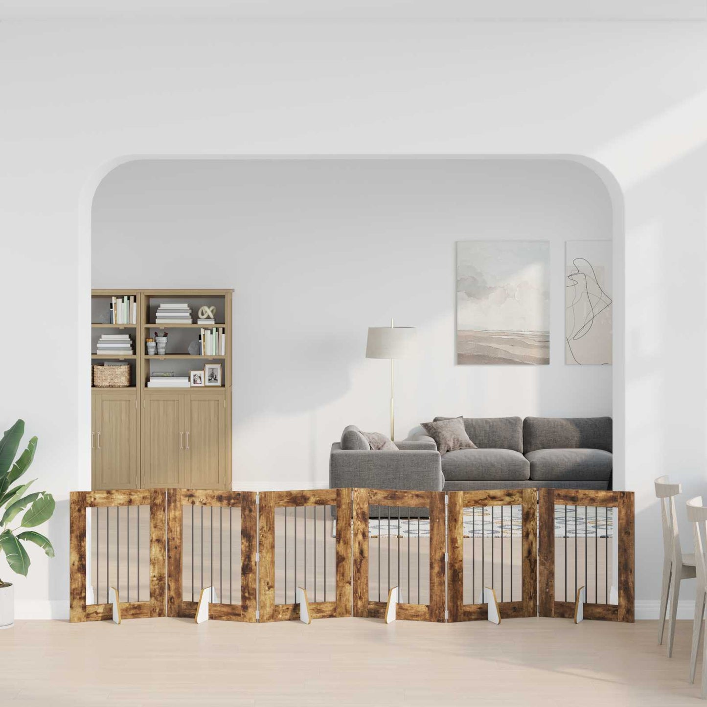 Hondenhekje met standaards 6 pcs Gerookt eiken 60 x 80 cm is nu te koop bij PeponiXL, paradijselijk wonen!