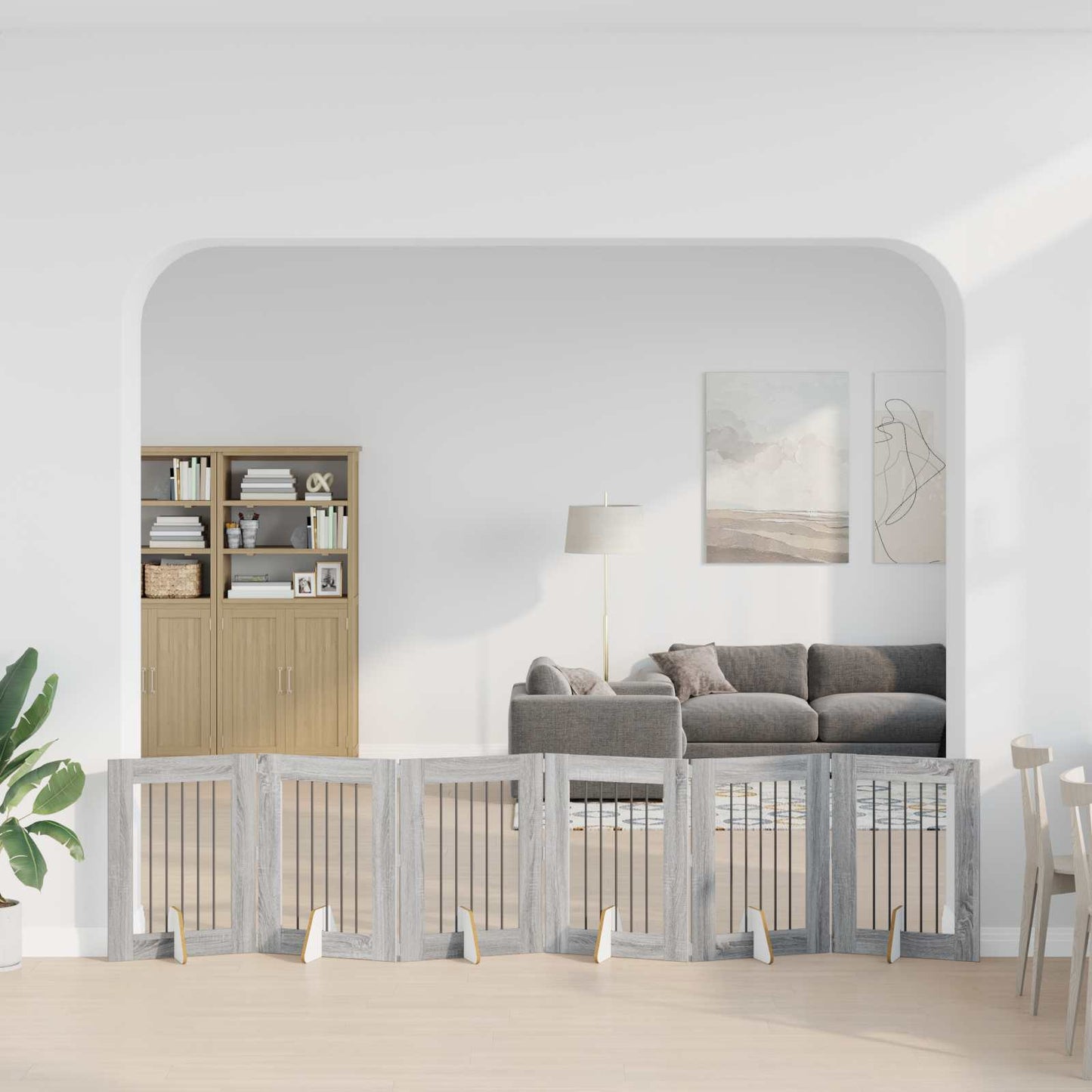 Hondenhekje met standaards 6 pcs Grijs sonoma 60 x 80 cm is nu te koop bij PeponiXL, paradijselijk wonen!