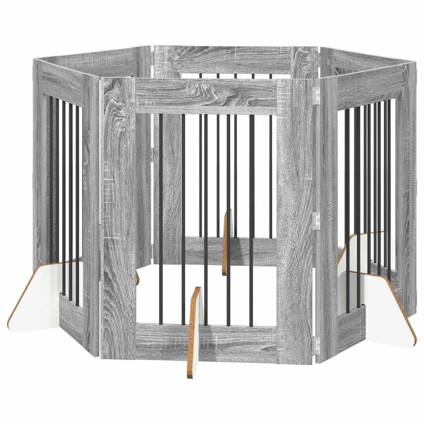 Hondenhekje met standaards 6 pcs Grijs sonoma 60 x 80 cm is nu te koop bij PeponiXL, paradijselijk wonen!
