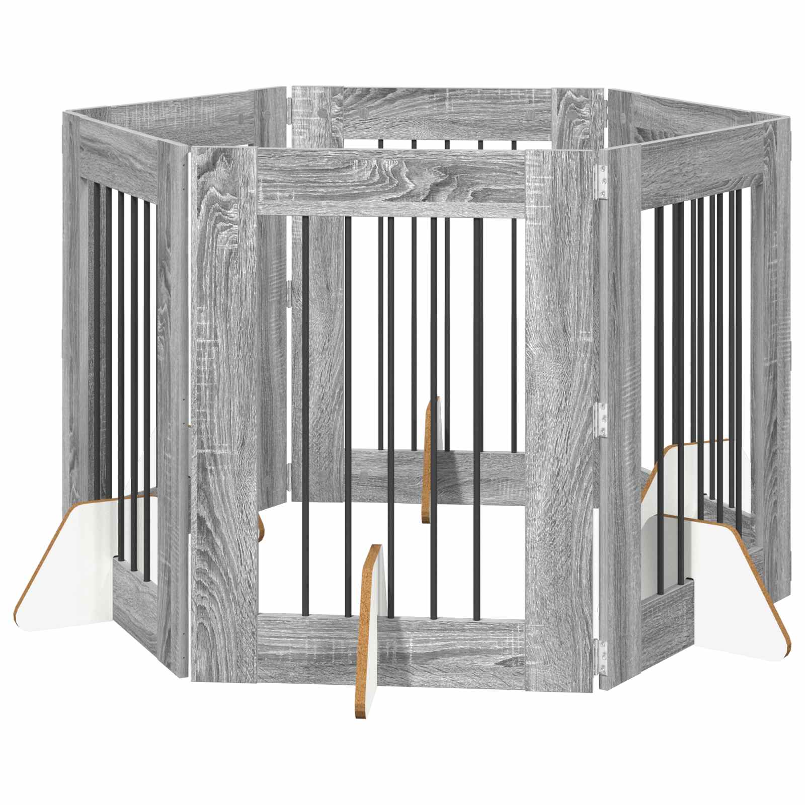 Hondenhekje met standaards 6 pcs Grijs sonoma 60 x 80 cm is nu te koop bij PeponiXL, paradijselijk wonen!