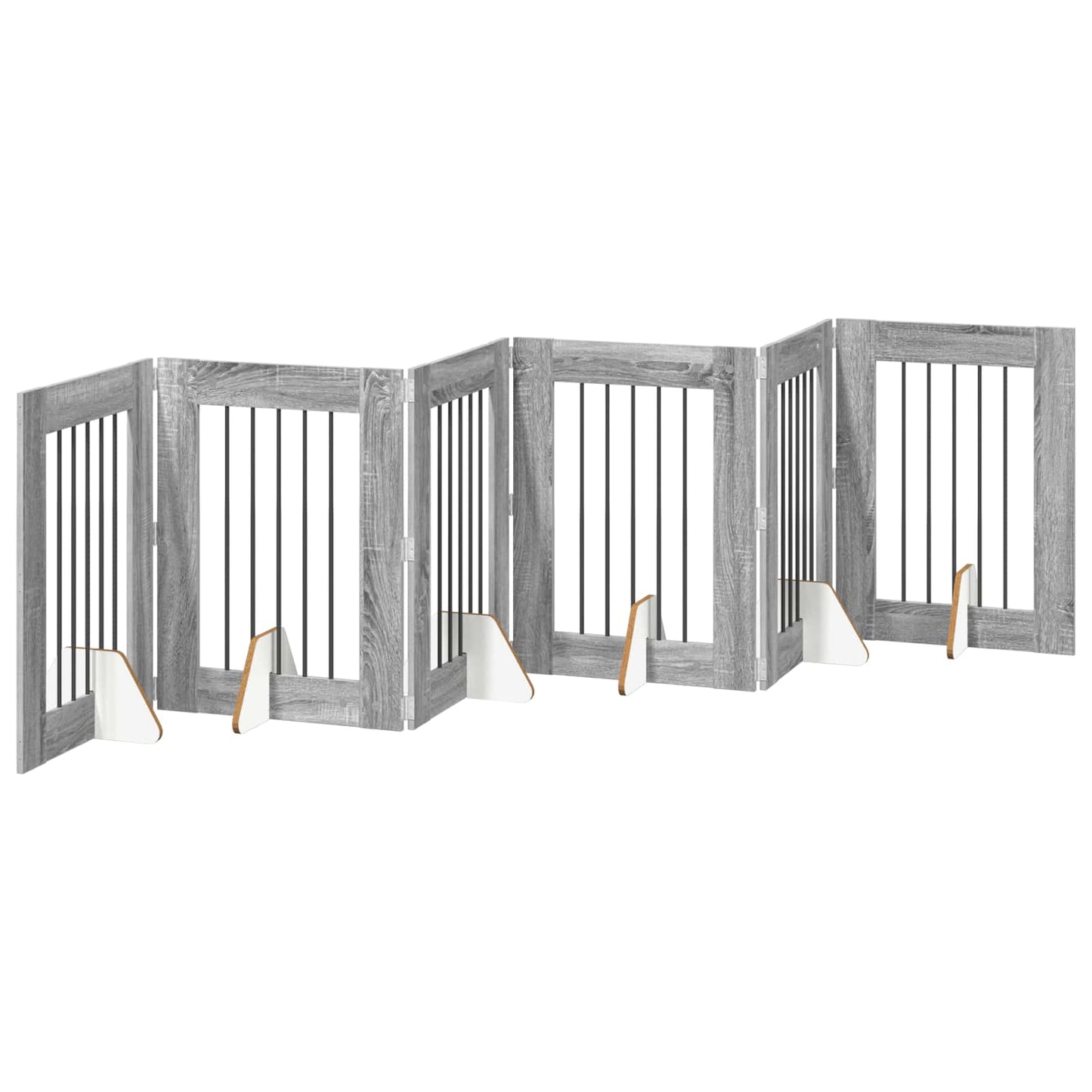 Hondenhekje met standaards 6 pcs Grijs sonoma 60 x 80 cm is nu te koop bij PeponiXL, paradijselijk wonen!