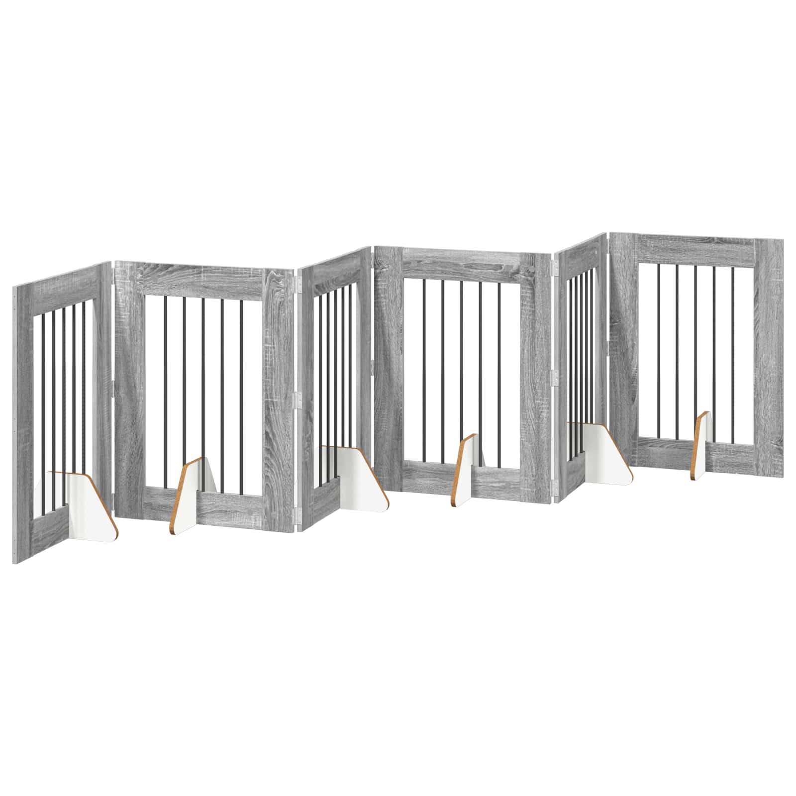 Hondenhekje met standaards 6 pcs Grijs sonoma 60 x 80 cm is nu te koop bij PeponiXL, paradijselijk wonen!
