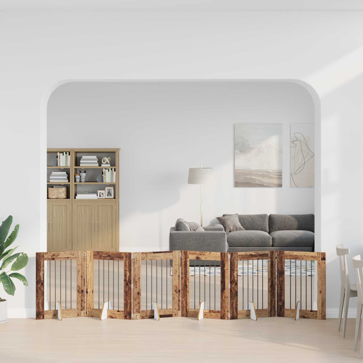 Hondenhekje met standaards 6 pcs Oud hout 60 x 80 cm is nu te koop bij PeponiXL, paradijselijk wonen!
