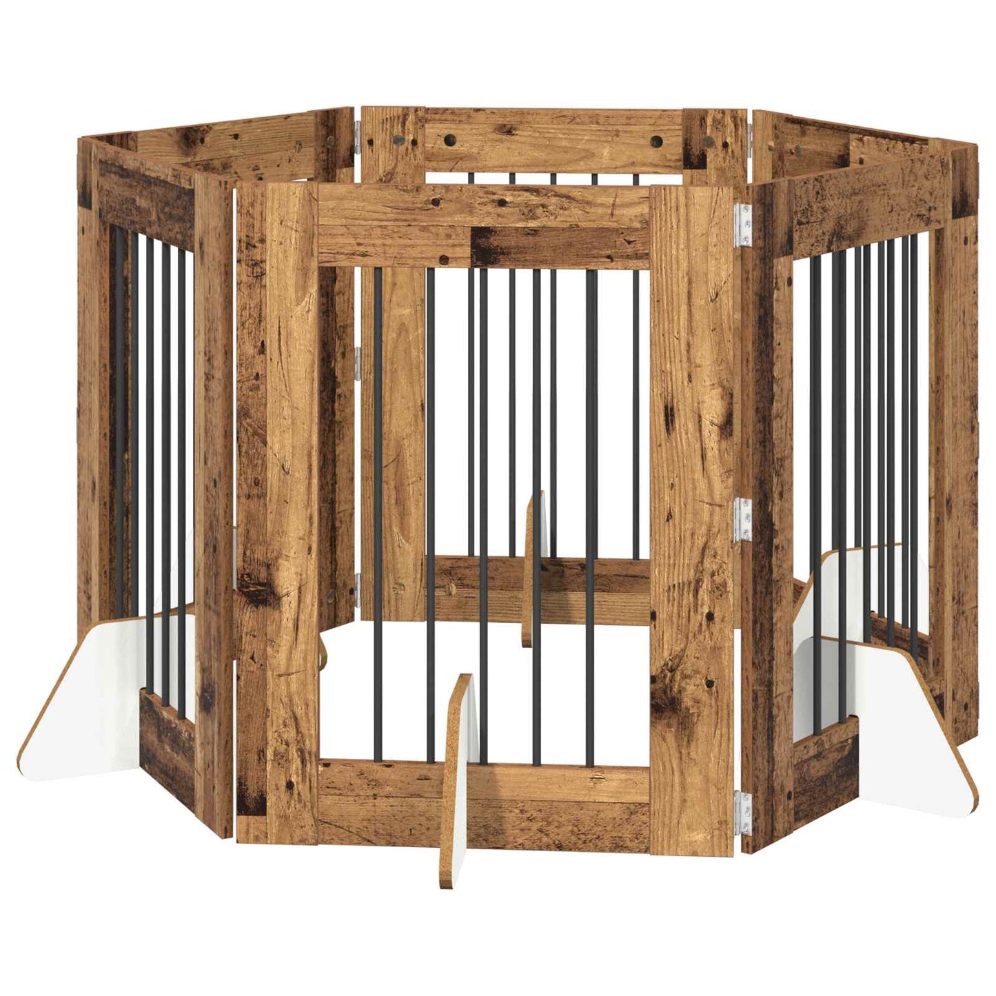 Hondenhekje met standaards 6 pcs Oud hout 60 x 80 cm is nu te koop bij PeponiXL, paradijselijk wonen!